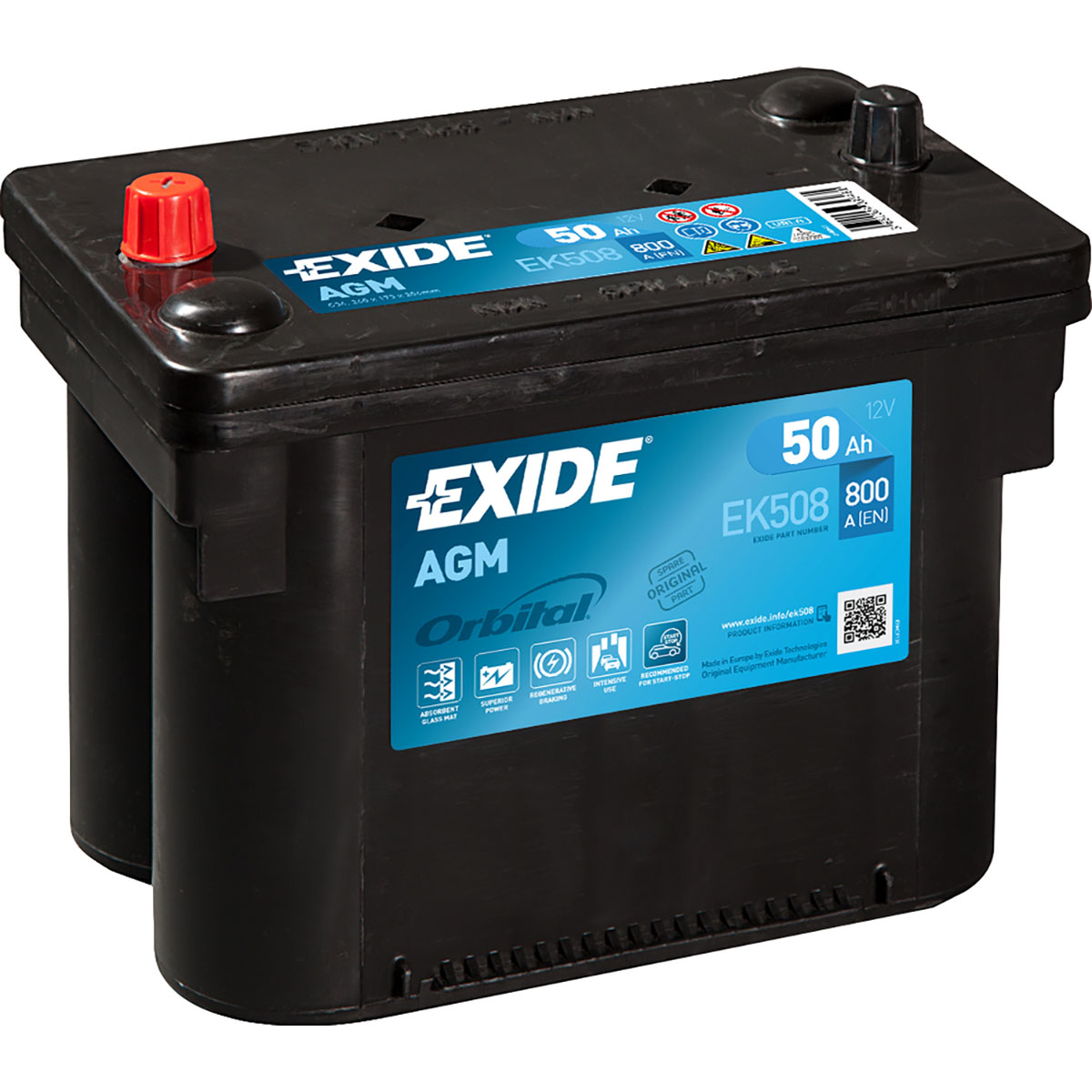 Batteri Exide Start-Stop AGM EK508 50 Ah