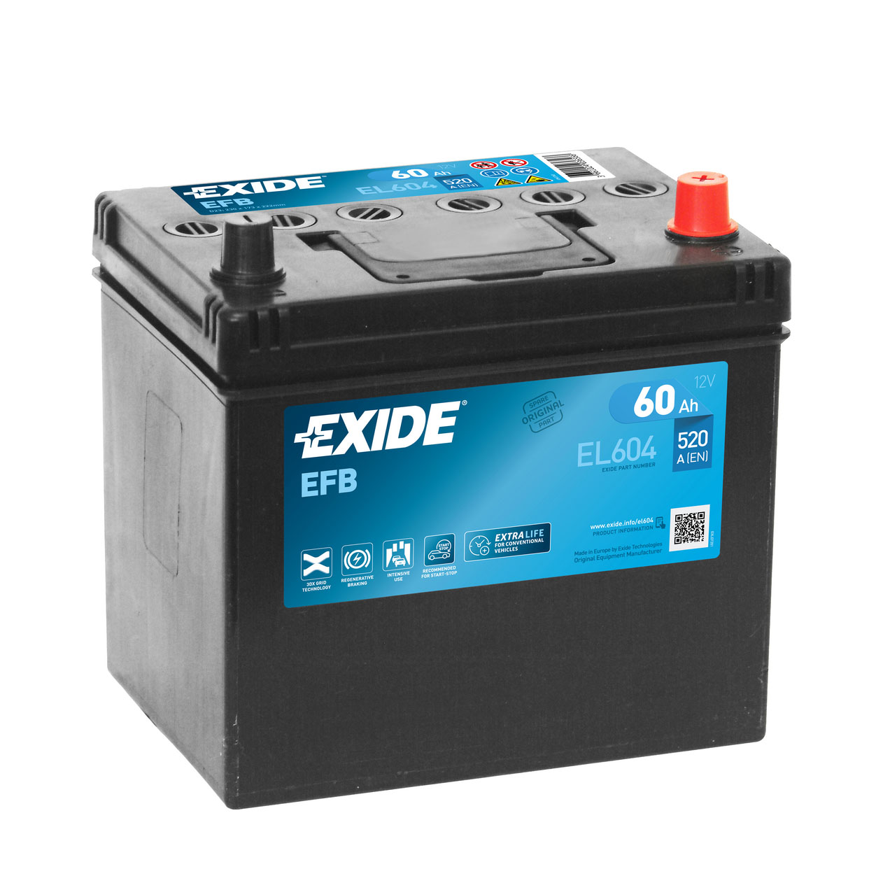 Batteri Exide Start-Stop EFB EL604 60 Ah