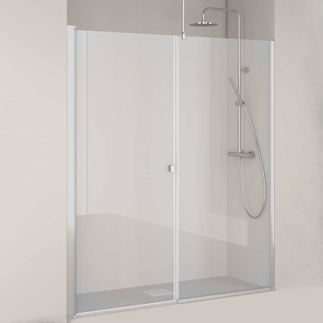 Duschdörr Hafa Igloo Pro Rak Dörr + Fast Vägg Glas: Klarglas, Profil: Aluminium, Rak Dörr 985 + Fast Vägg 685, Bredd nisch: 1655-1685