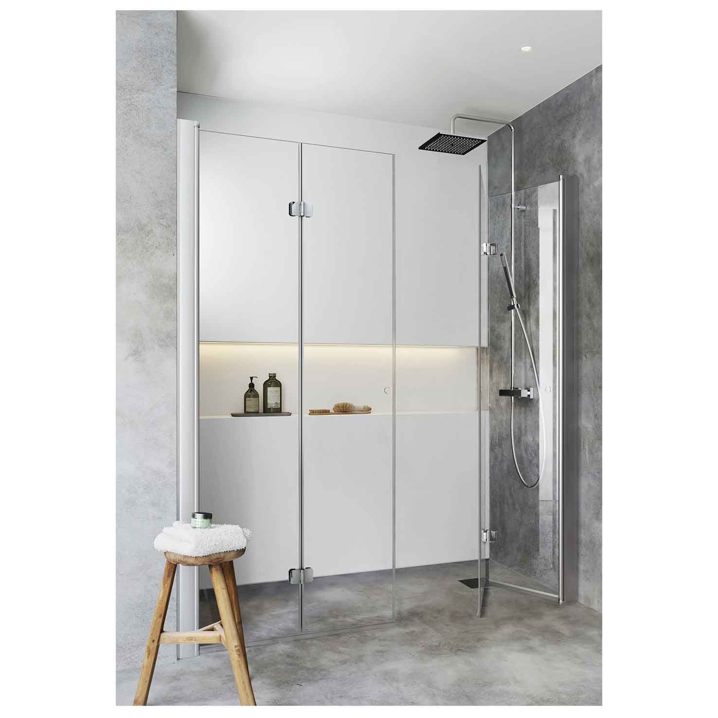 Duschdörr Hafa Igloo Pro Vik Dubbel Klarglas, Dörr (A) 685 x Dörr (B) 785