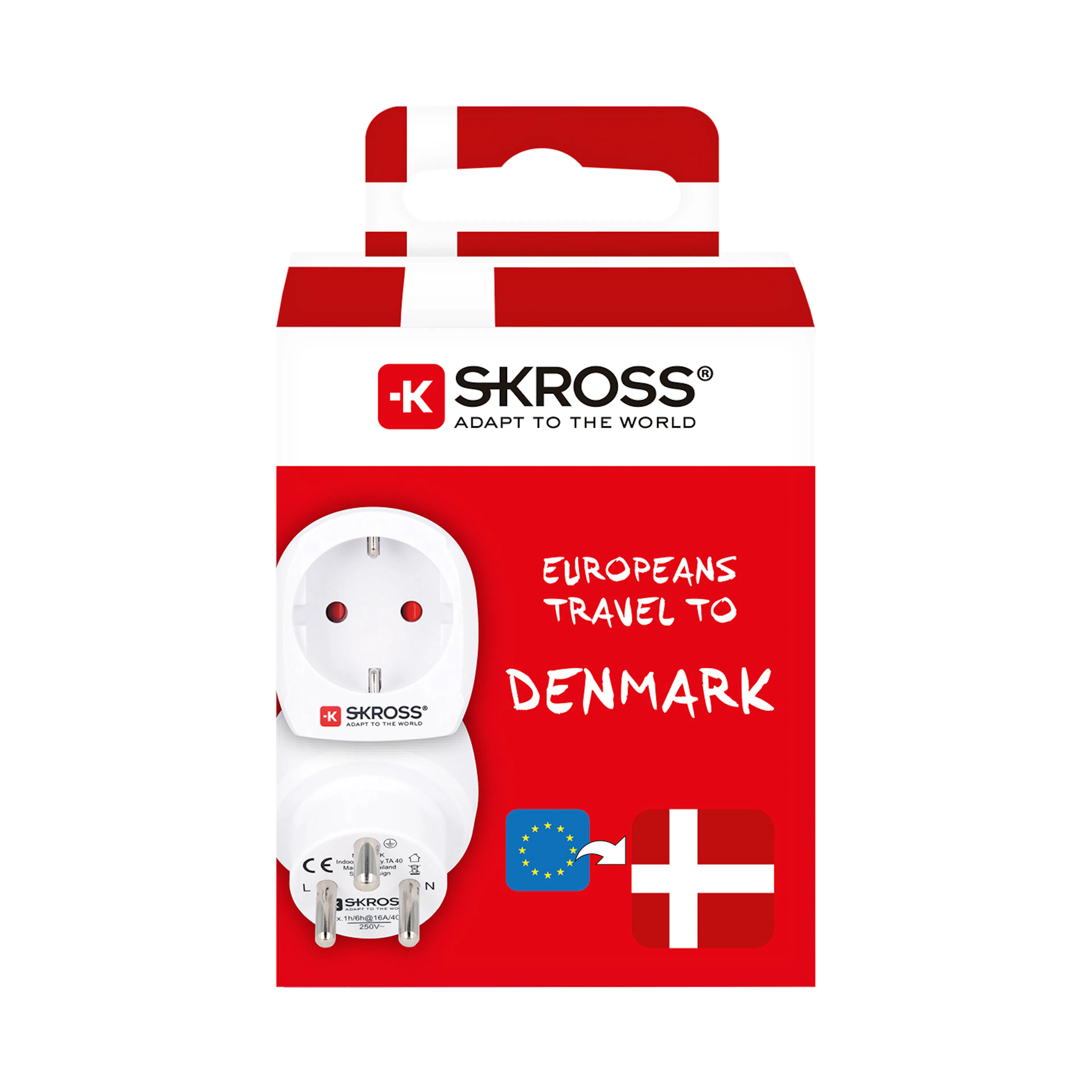 Reseadapter Skross Europa till Danmark Jordad