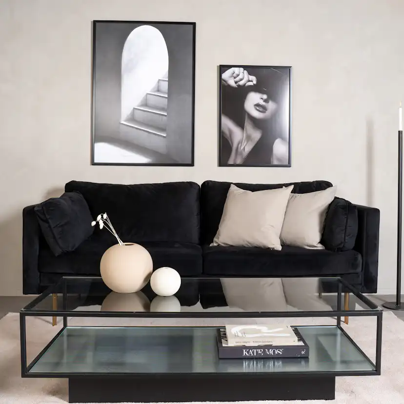 Soffbord furniture/fashion Maglehem Svart Vardagsrumsbord i Glas/Stål 130x60cm
