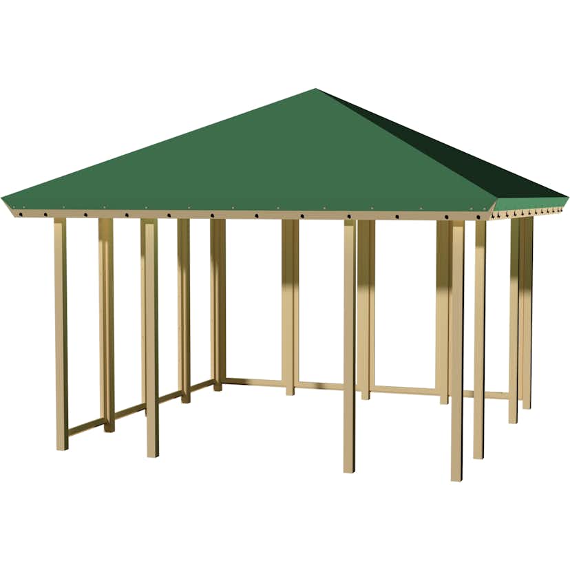 Paviljong PLUS Model 2 - Stängd 2 sidor Grön