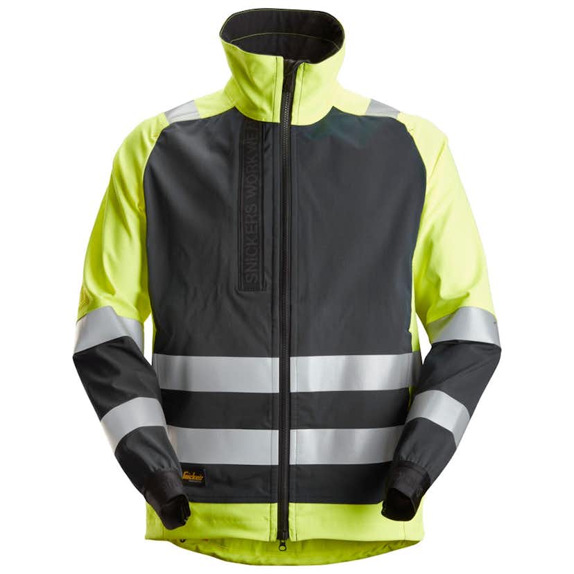Jacka Snickers Workwear varsel ofodrad KL2 Storlek: L, Färg: High vis yellow\Black