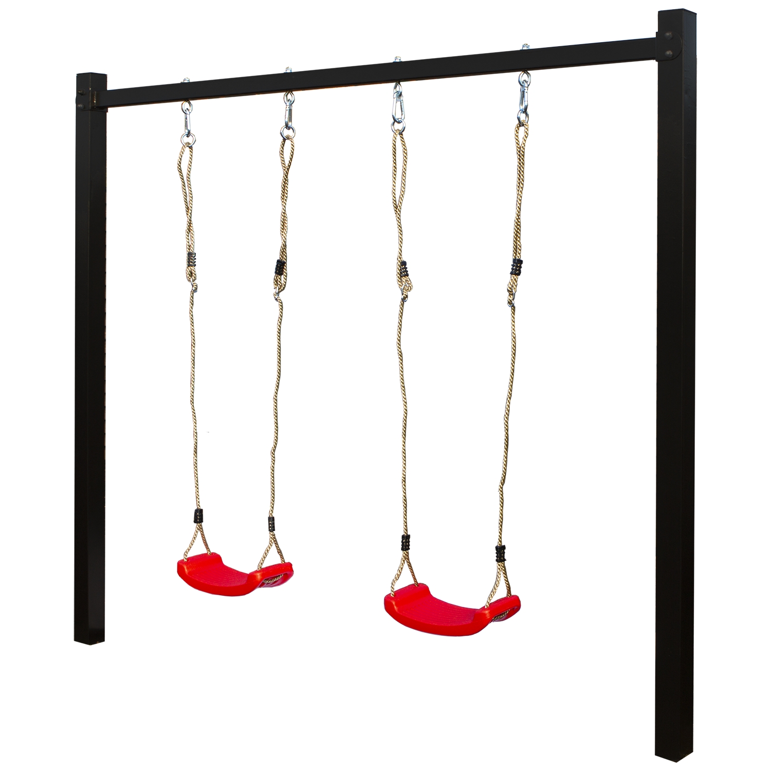 Gungställning PLUS Stål med 2 Gungsitsar Röda sitsar