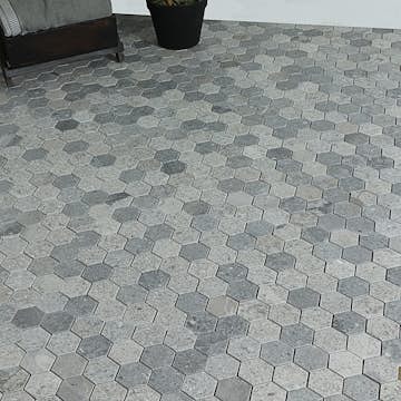 Mosaik Tenfors Marmor Heagon Rocky Grey 5x5 cm