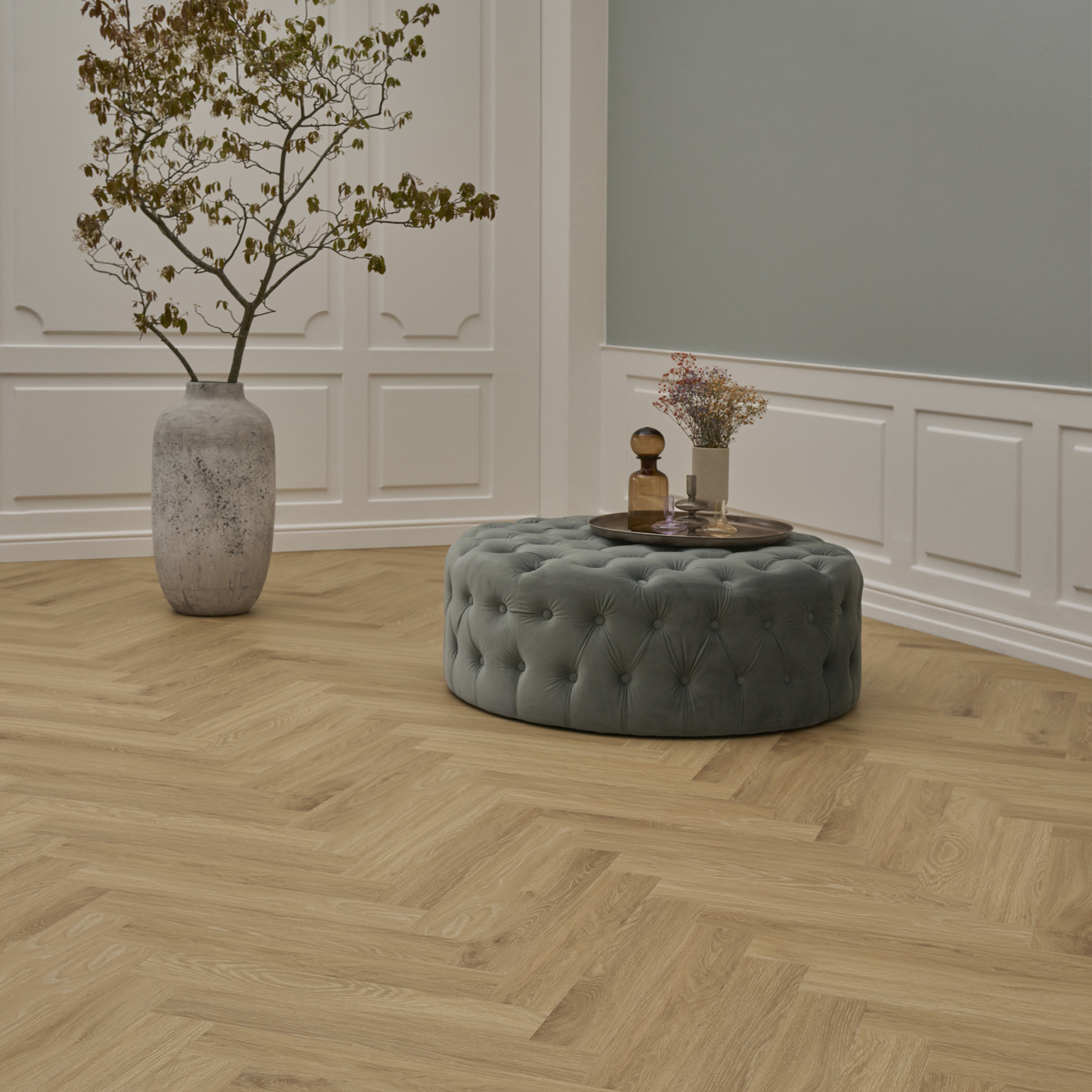 Vinylgolv Novego Classic Fiskbensmönster - Washed Oak