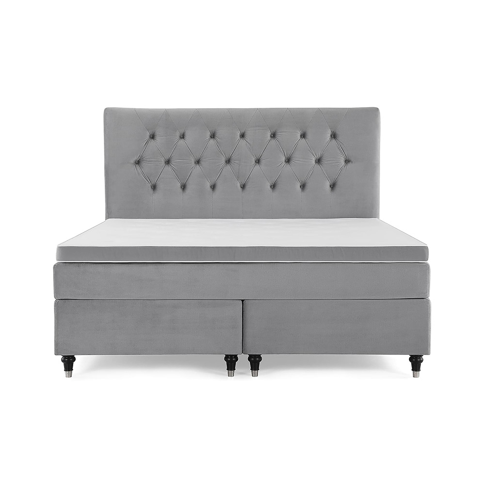 Kontinentalsäng Berg & Strand Royal Velvet 180x200 med Sänggavel Ljusgrå, Svarvade ben