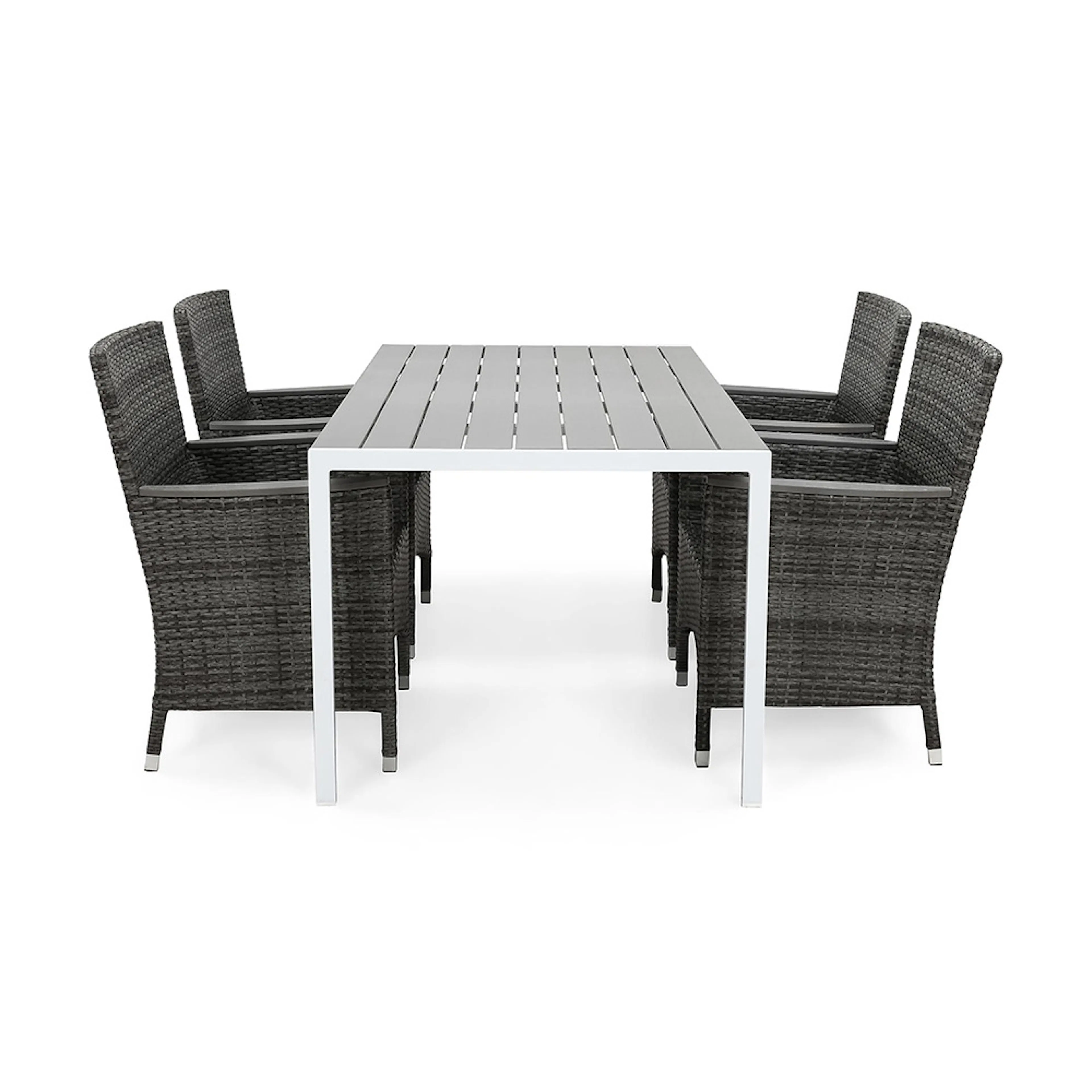 Matgrupp Utomhus deNoord Tunis 150x90 cm med 4 Thor Utefåtöljer Lyx med Armstöd