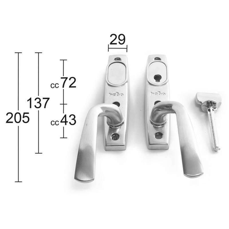 Handtag Habo Copenhagen Terassdörrhandtag inkl Långskylt Vändbart