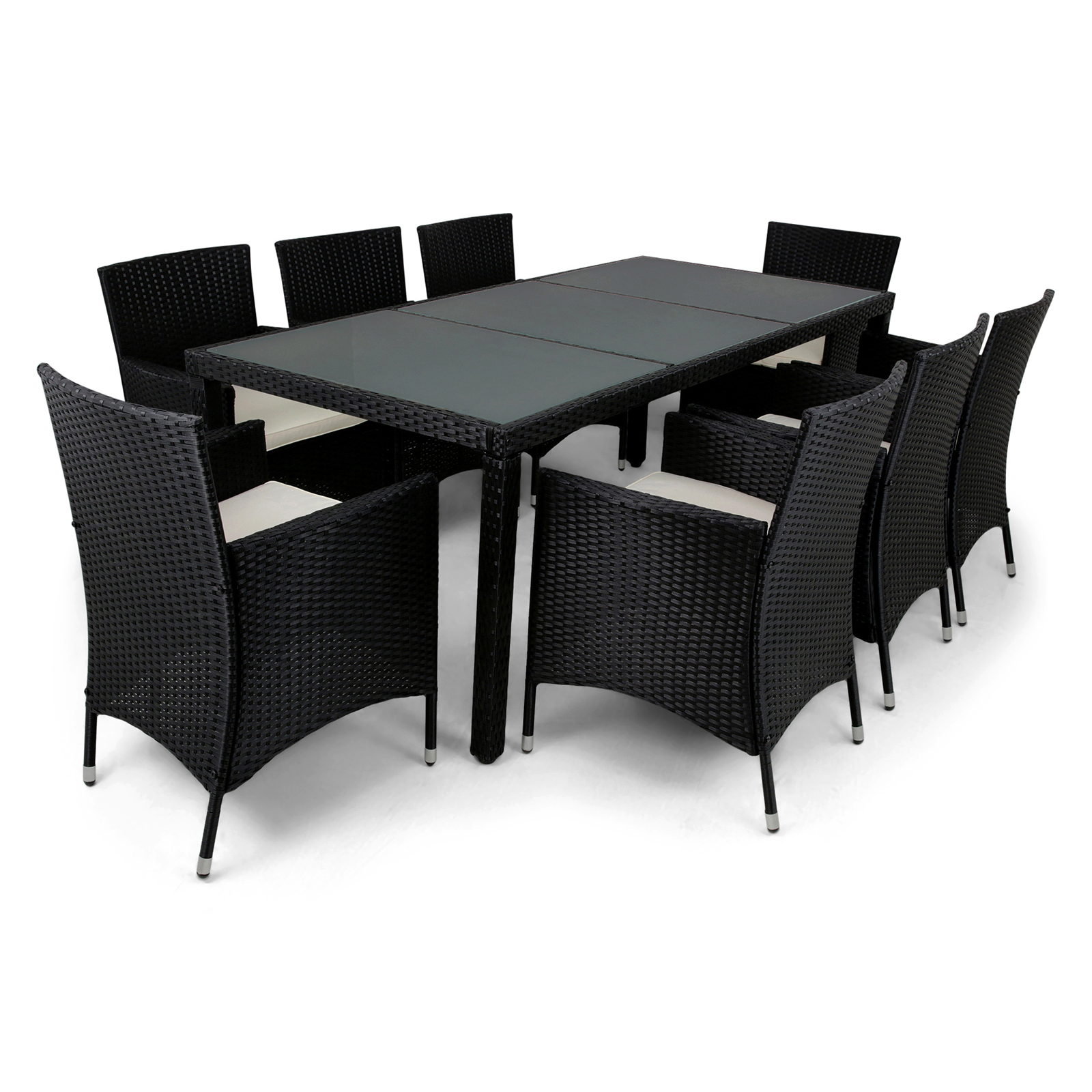 Matgrupp Lyfco Lysekil Svart med 8 stolar och Dynor