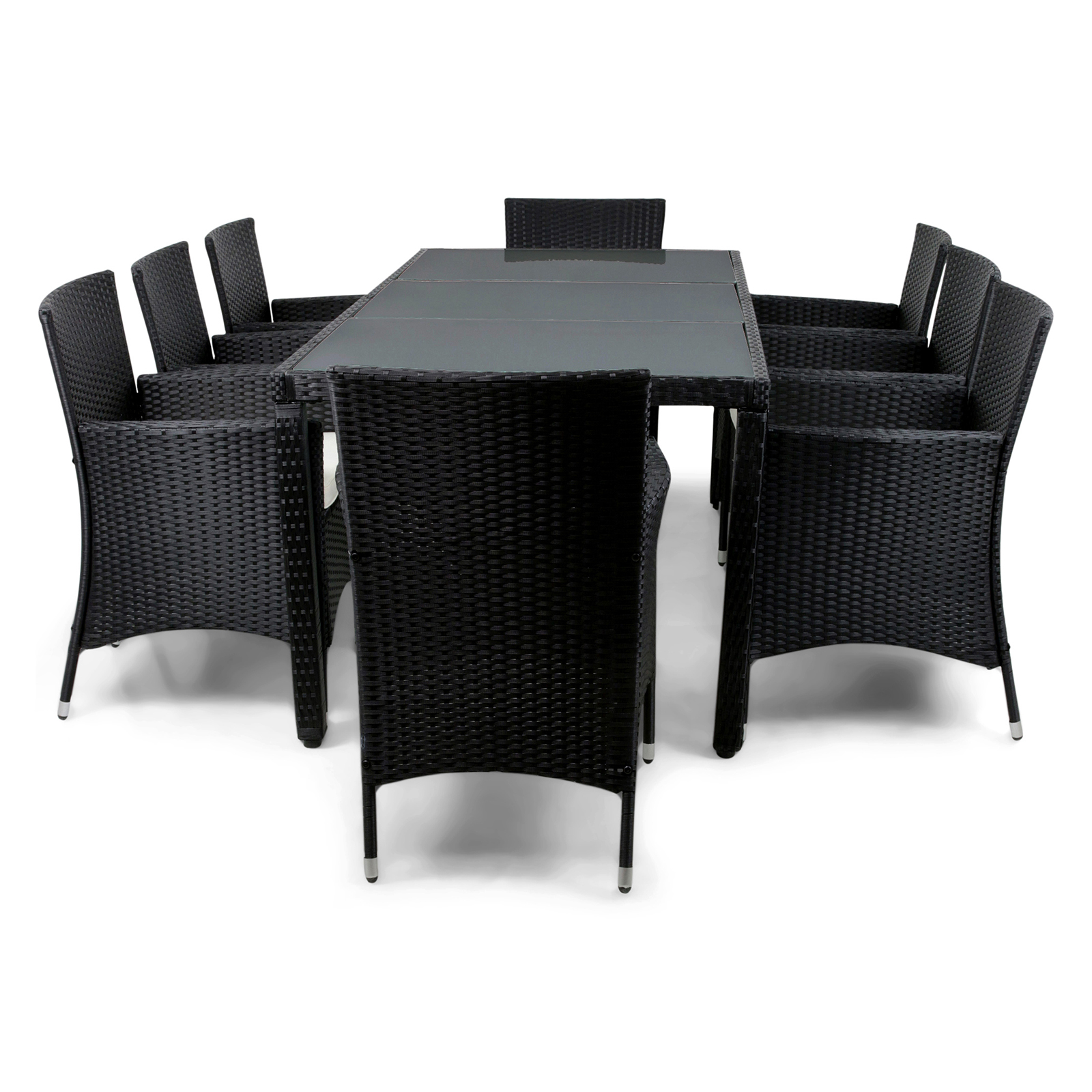 Matgrupp Lyfco Lysekil Svart med 8 stolar och Dynor