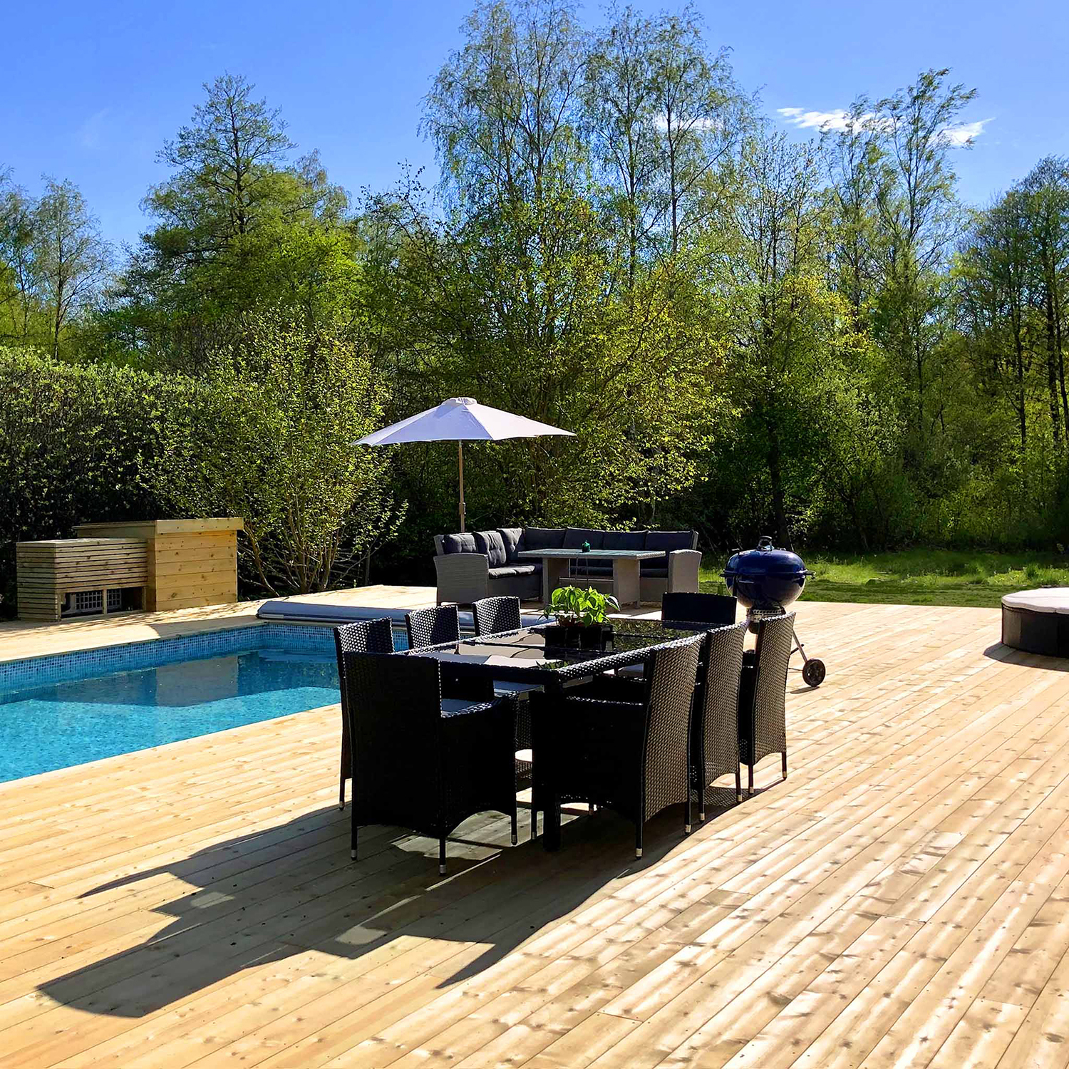 Matgrupp Lyfco Lysekil Svart med 8 stolar och Dynor