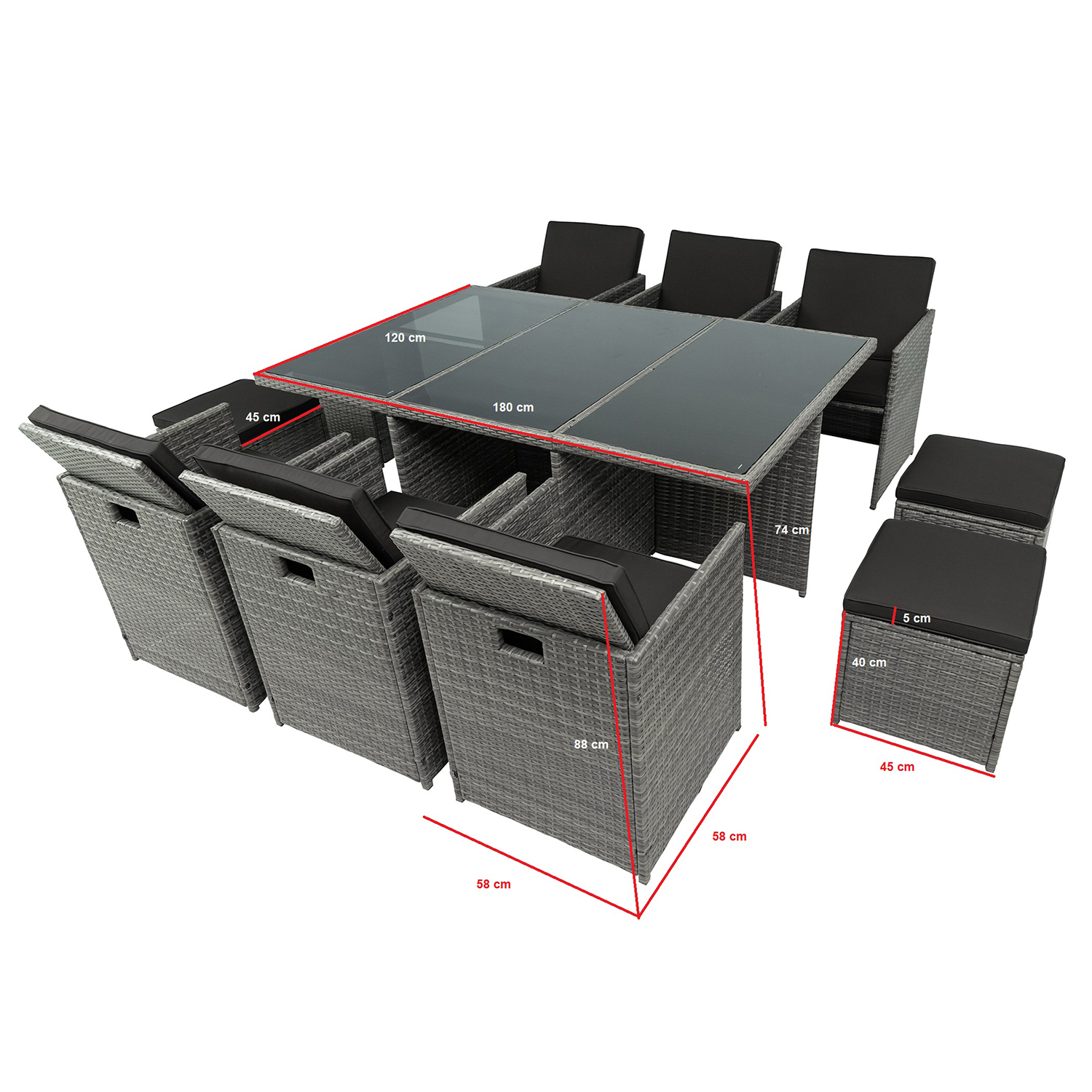 Matgrupp Lyfco Skärhamn Grå med 10 Stolar