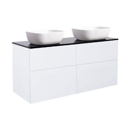 Tvättställsskåp Alterna Isella 120 Dubbelt med Bänkskiva Kvartskomposit och Rektangulärt Tvättställ