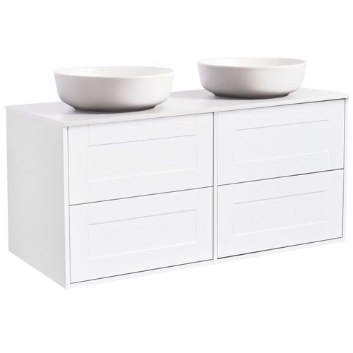 Tvättställsskåp Alterna Gabriella 120 Dubbelt med Bänkskiva Kvartskomposit och Runt Tvättställ