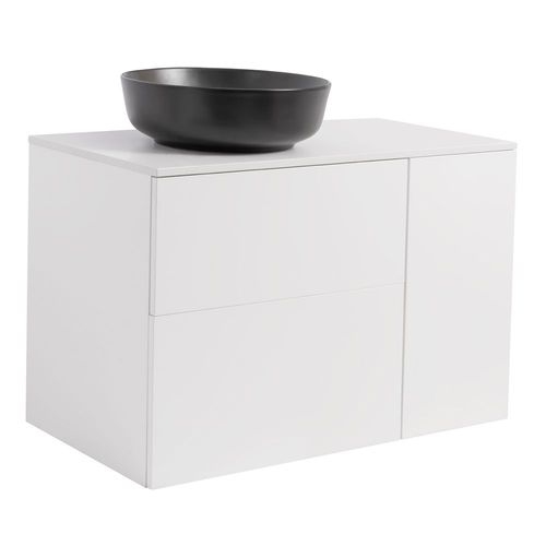 Tvättställsskåp Alterna Isella Tvättkorg med Bänkskiva Kvartskomposit och Runt Tvättställ