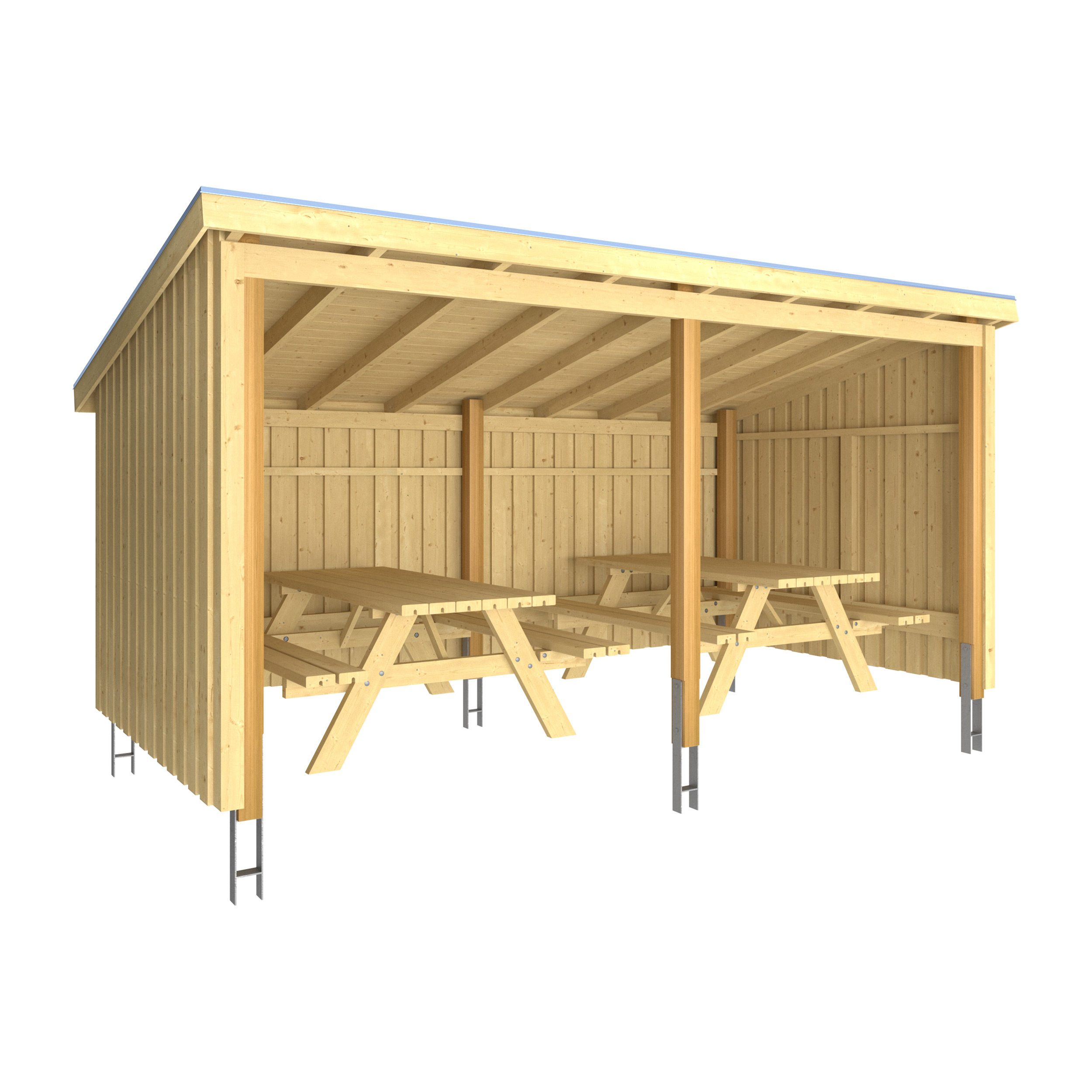 Picknickbod PLUS Nordic 9,5 m2 Med takpapp/alulister/H-fötter og Bord-/Bänkset