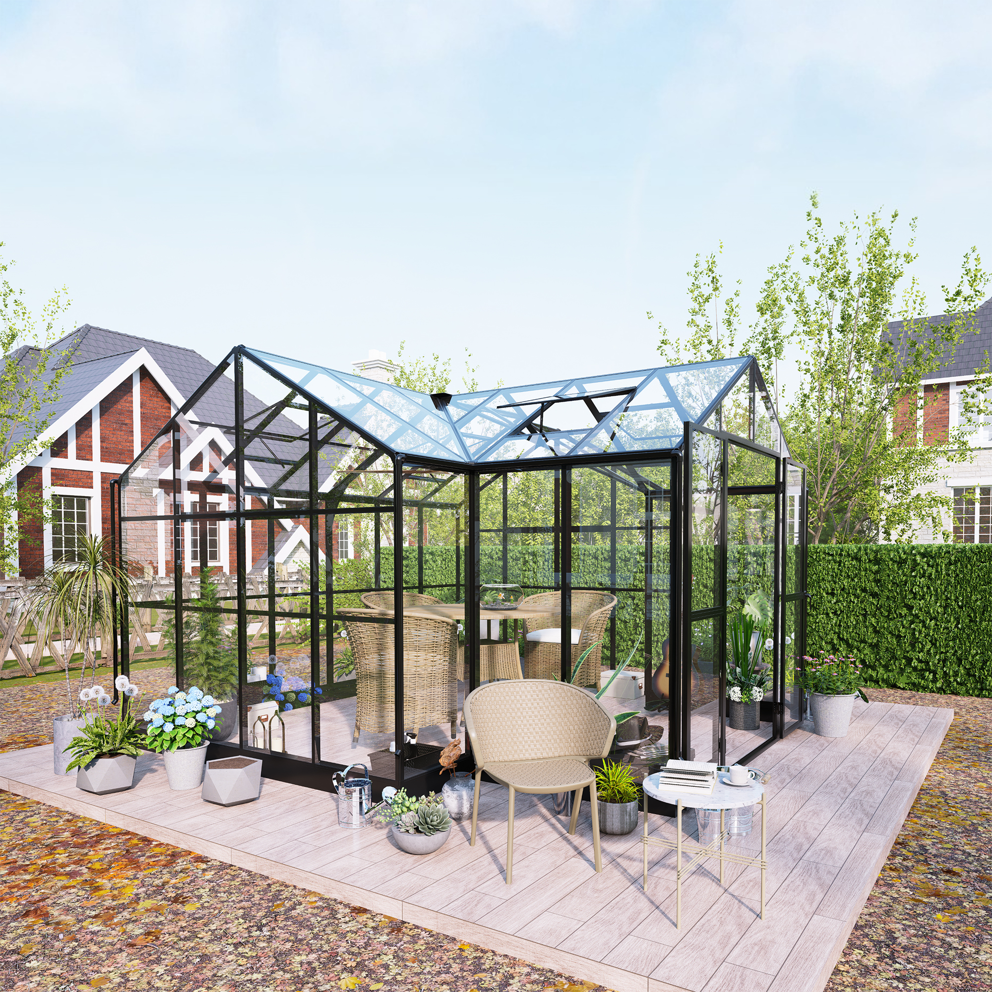 Växthus Metalcraft T-Format 12,4m² 4mm Säkerhetsglas & 6mm Kanalplast