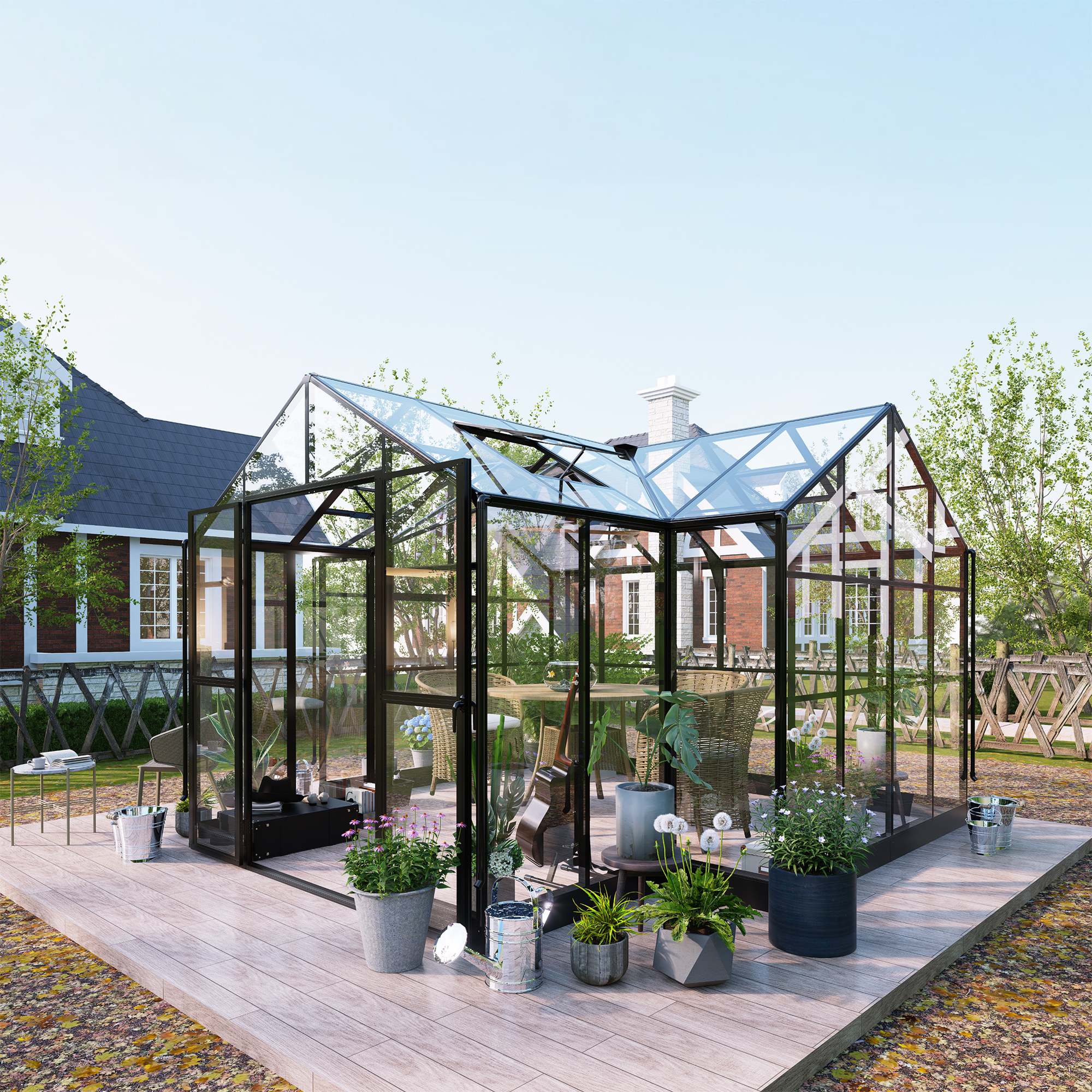 Växthus Metalcraft T-Format 12,4m² 4mm Säkerhetsglas & 6mm Kanalplast