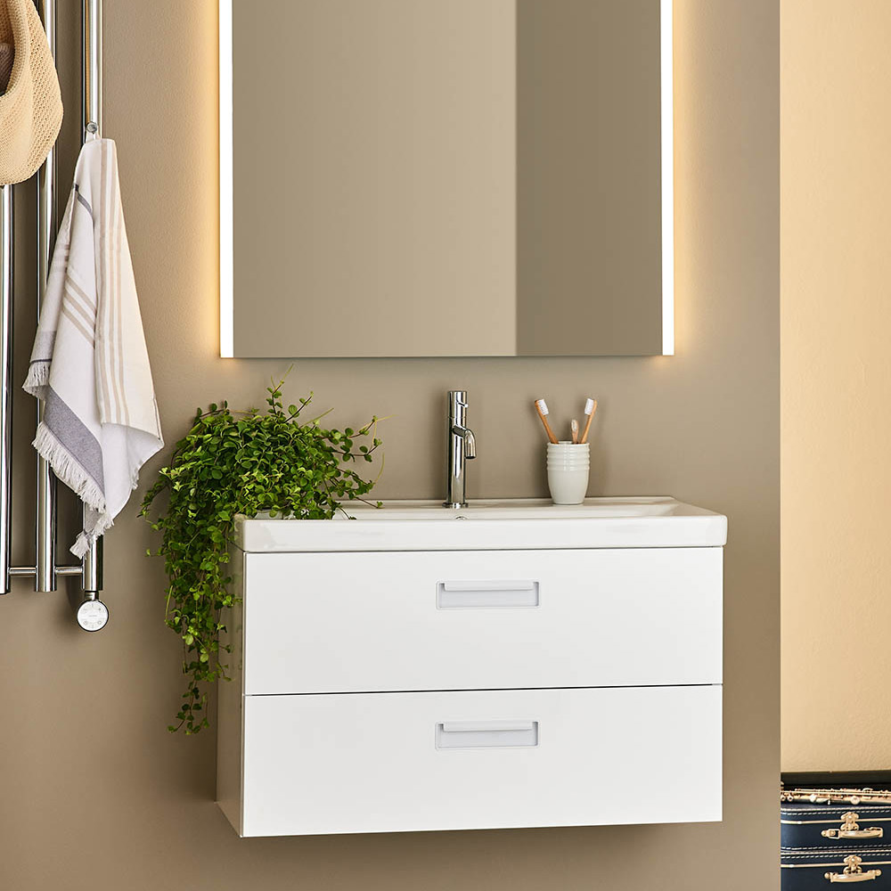 Tvättställsskåp Noro Relounge Vit Med Tvättställ