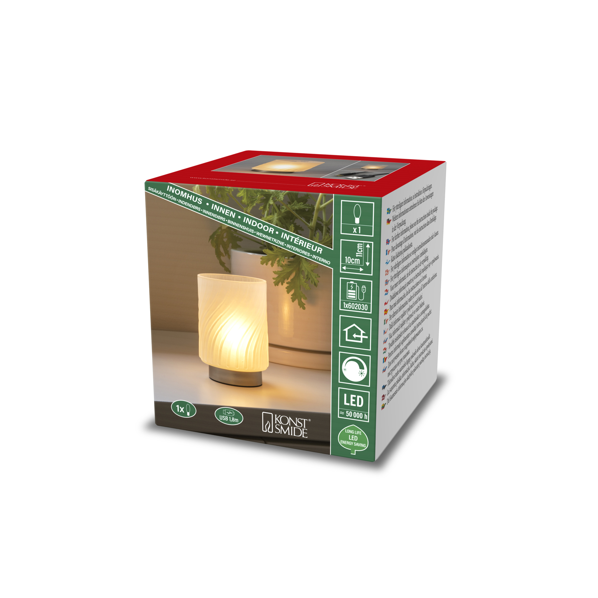 LED-ljuslykta Gnosjö Konstsmide No.2 10x11 cm USB-C