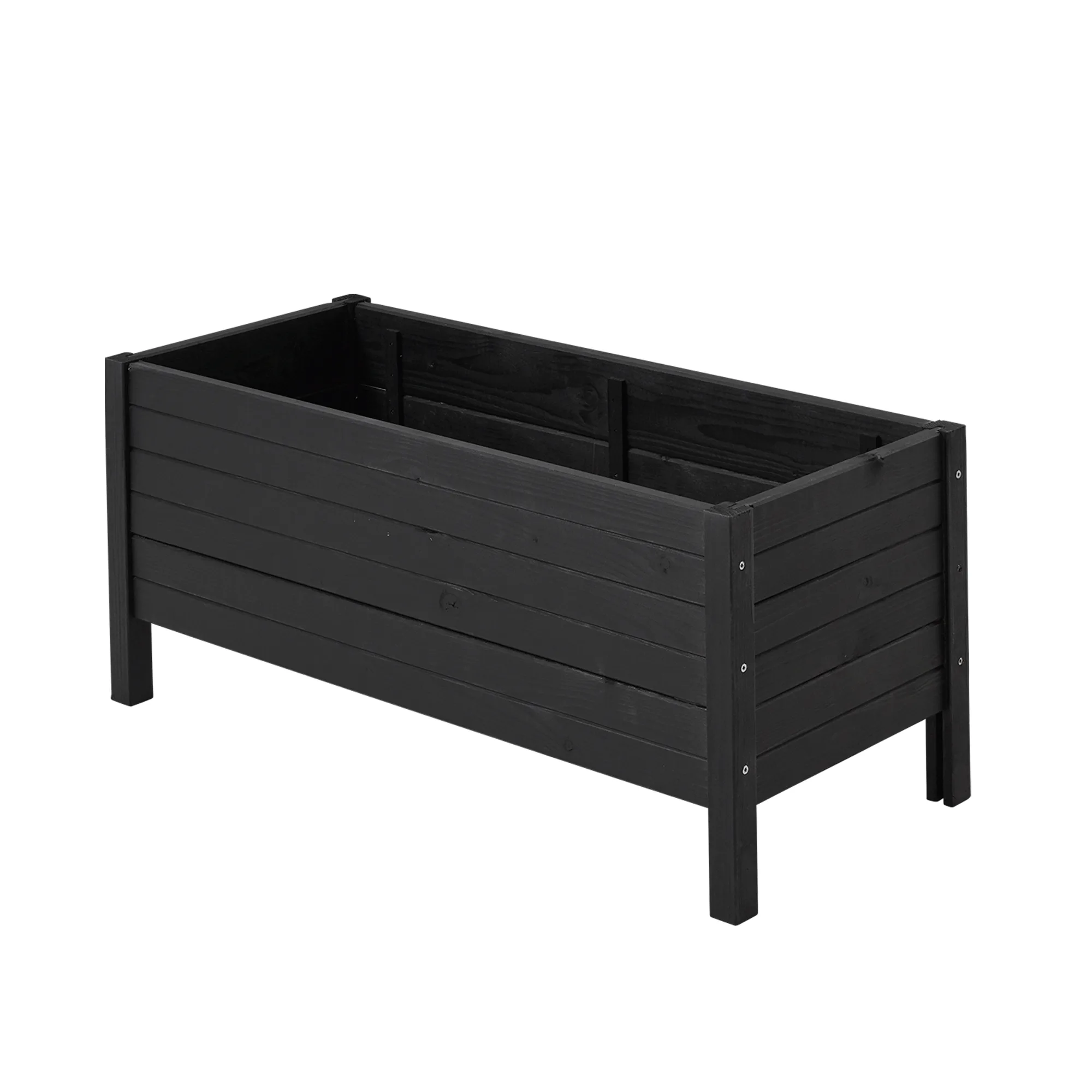 Blomlåda PLUS Trä Odlingslåda På Ben, Svart, 88×39 cm, Ute & Inomhus