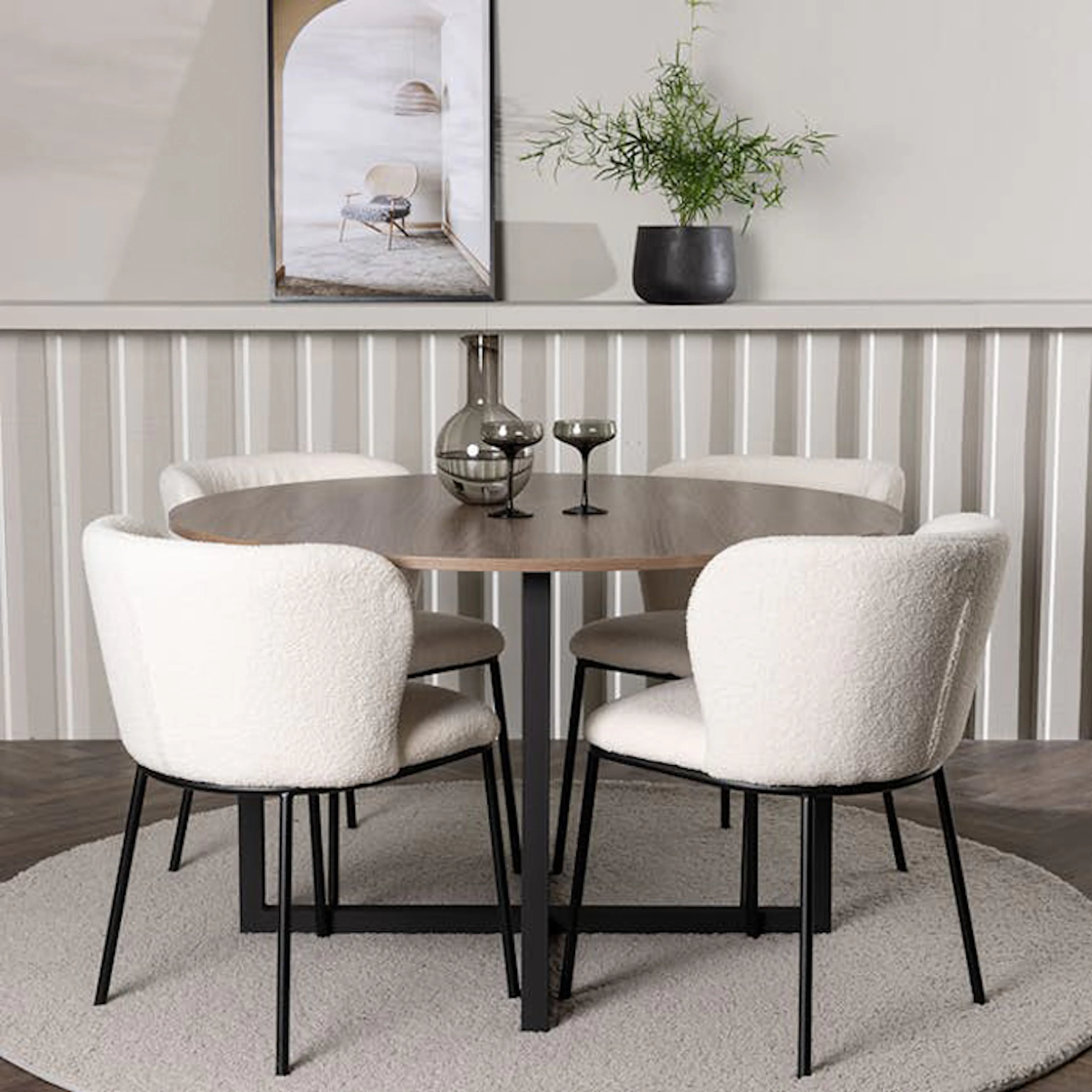 Matgrupp Venture Home Durango Ø120 cm med 4 st Edina stolar