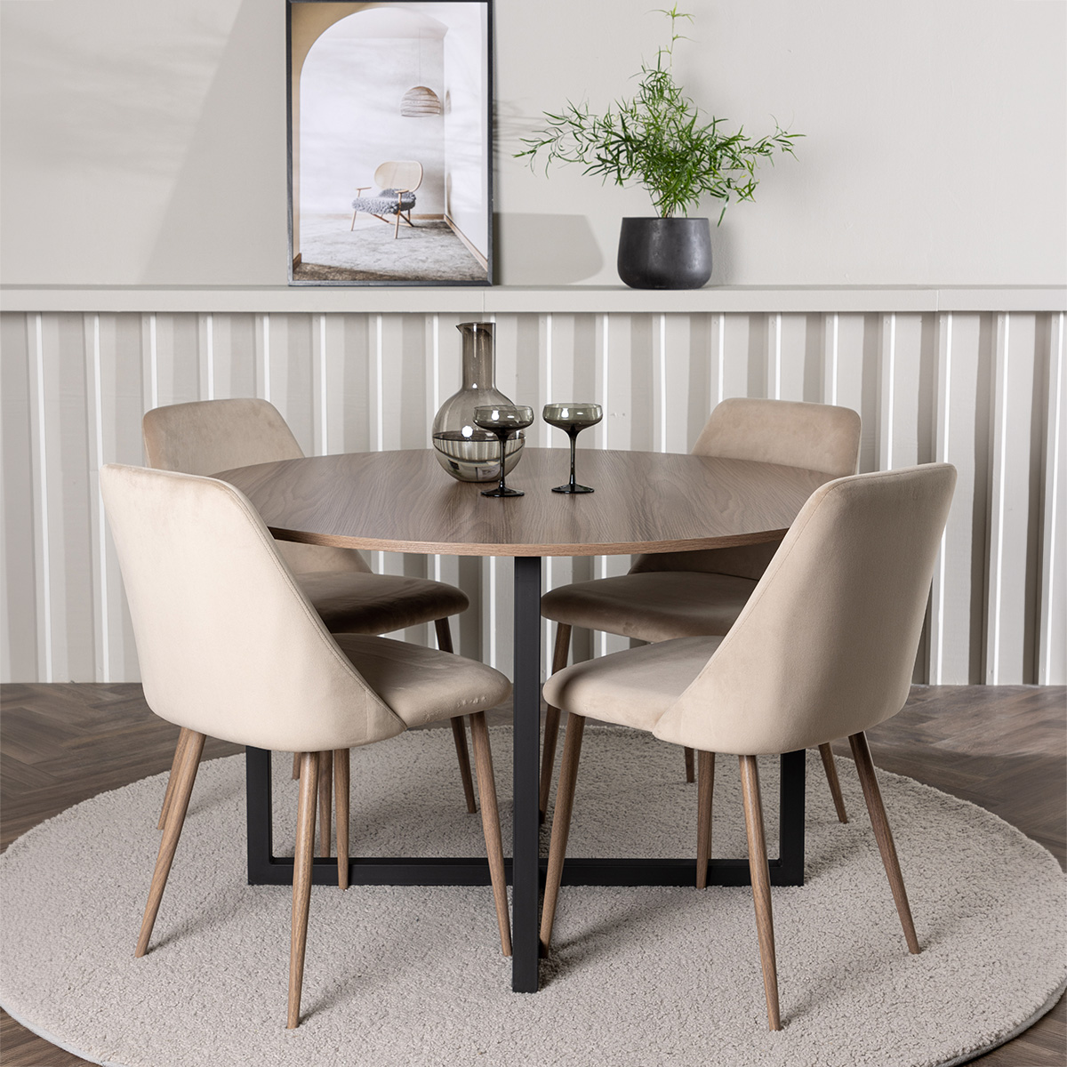 Matgrupp Venture Home Durango Ø120 cm med 4 st Night stolar