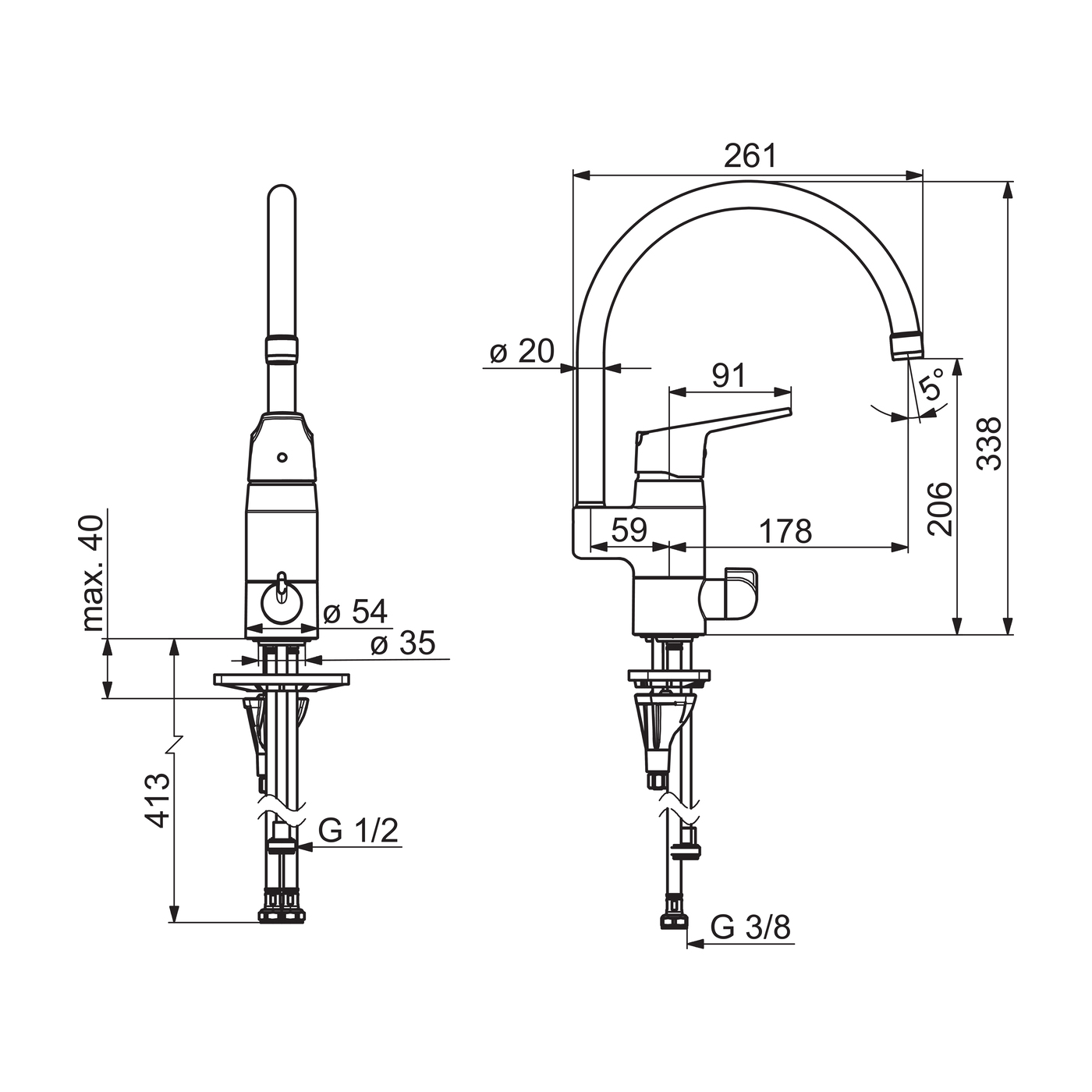 Köksblandare Oras Vega med Hög Pip