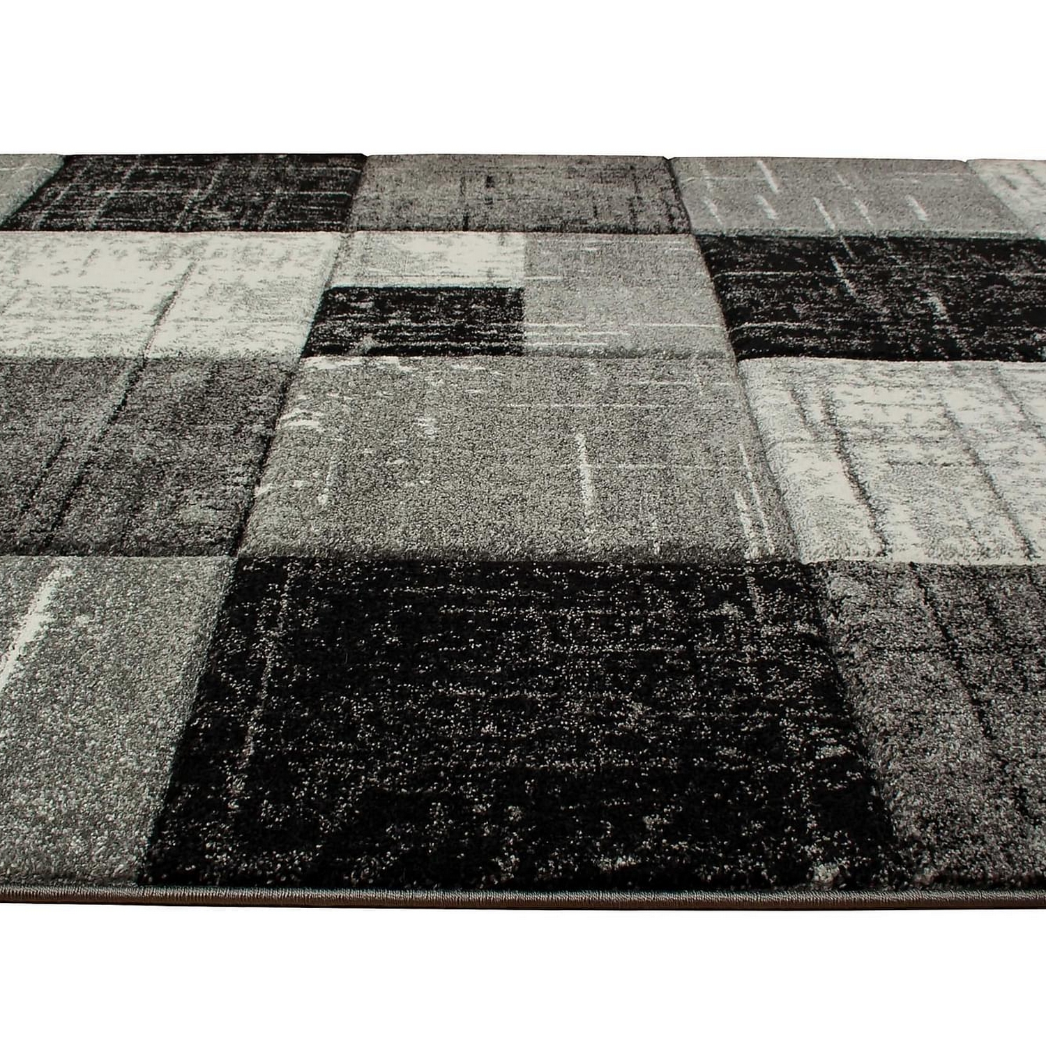 Friezematta KM Carpets London Square Grå/Svart/Vit, Mått 160x230 cm 18553