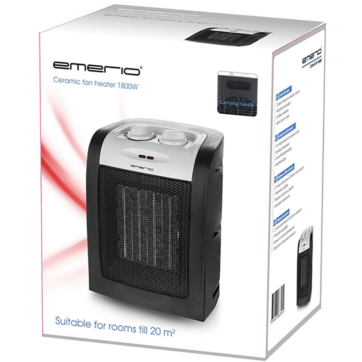 Värmefläkt Emerio 1800W Termostat Keramiskt Element