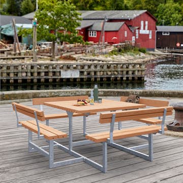 Picknickbord PLUS Picnic med 4 Ryggstöd 224 cm Lärkträ