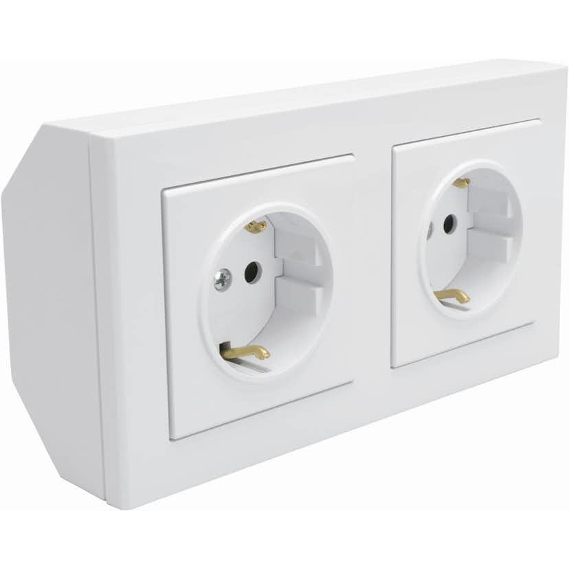 Hörnbox Malmbergs Optima 2Xschuko Vit