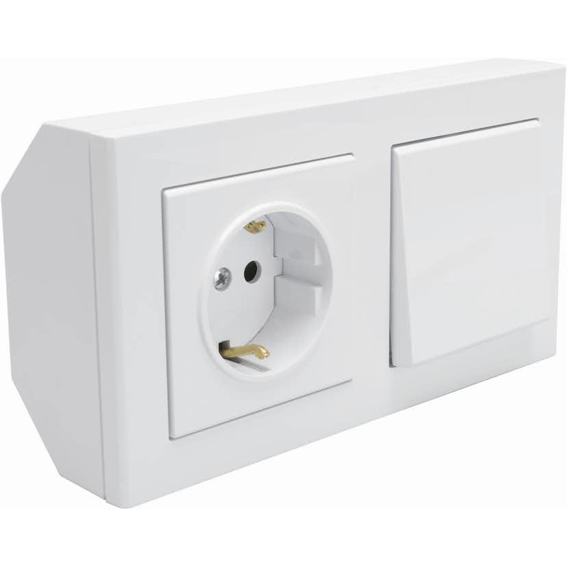 Hörnbox Malmbergs Optima 1P/Tr+Uttag Vit