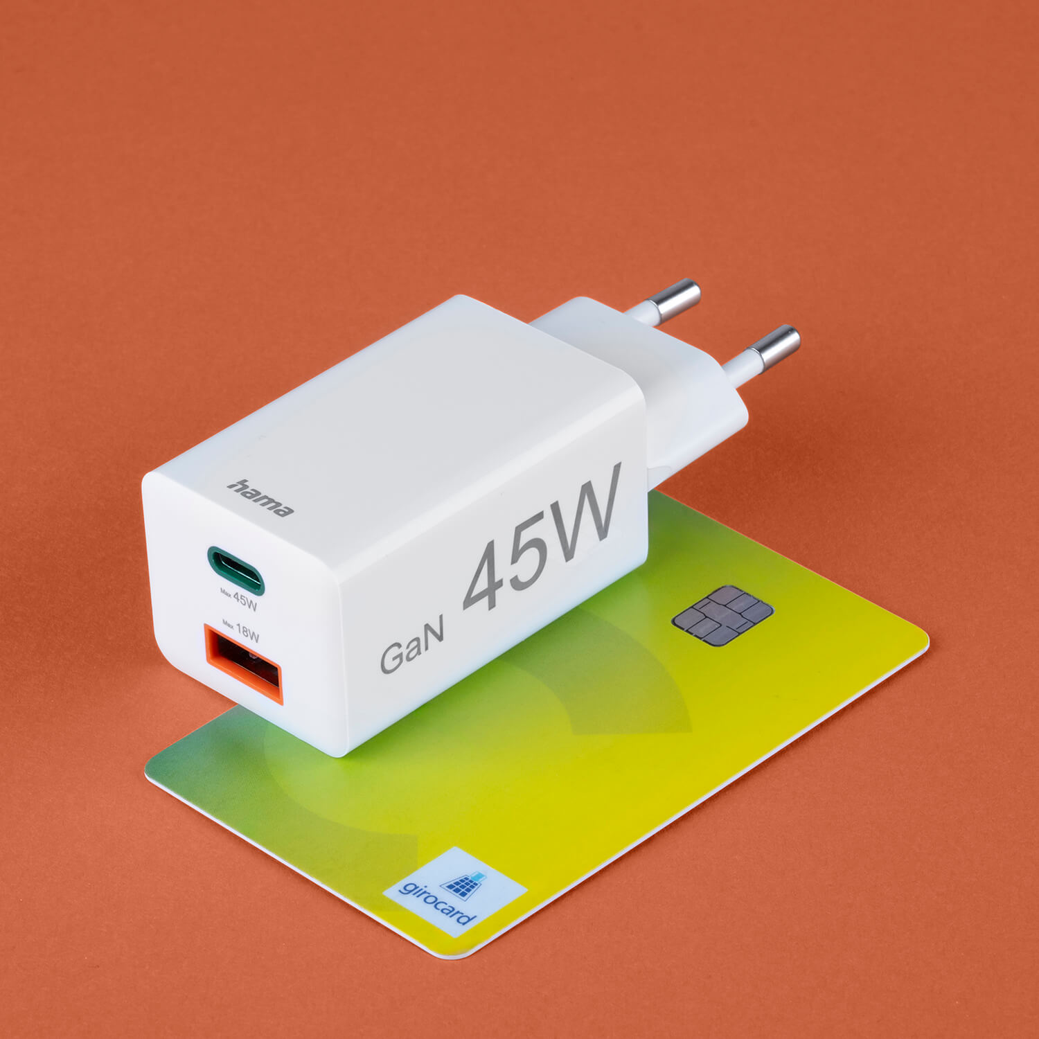 Laddare HAMA 1x USB-C 1x USB-A GaN 45W Vit