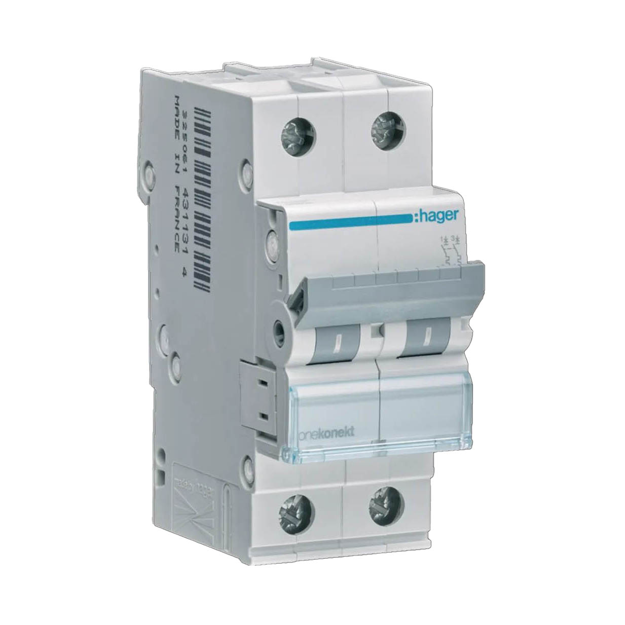 Dvärgbrytare Hager Skruvanslutning 2-polig med C-karakteristik Brytförmåga 6 kA 6 A- MCN206