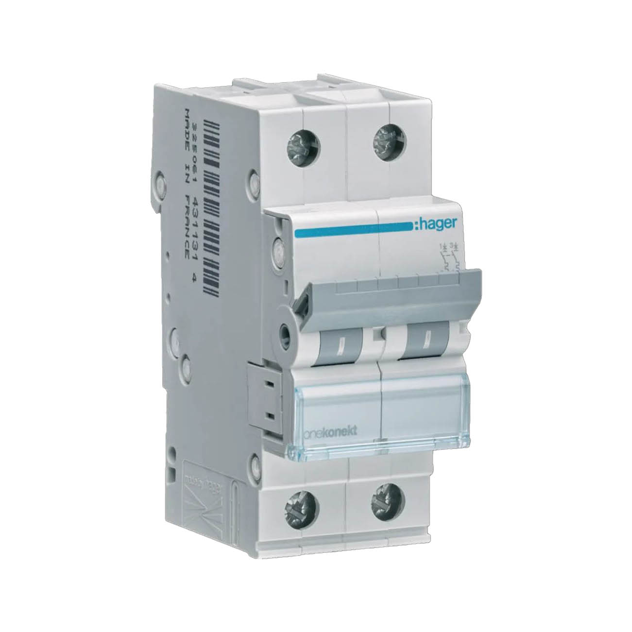 Dvärgbrytare Hager Skruvanslutning 2-polig med C-karakteristik Brytförmåga 6 kA 16 A- MCN216