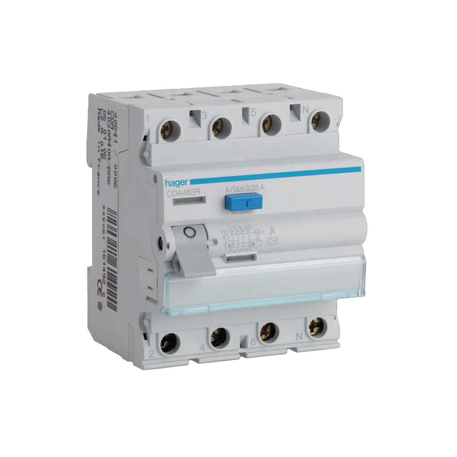 Jordfelsbrytare Hager 4-polig Typ A 6 kA 30 mA Felström