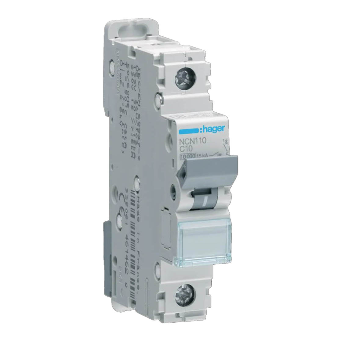Dvärgbrytare Hager 1-polig med C-karakteristik Brytförmåga 10 kA