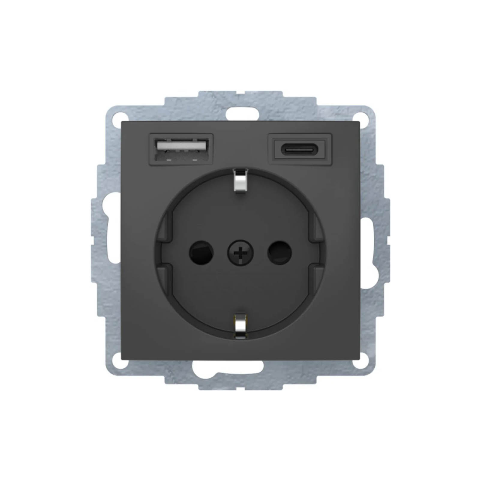 Vägguttag Hager 1-vägs med 2st USB-uttag A+C 3 A 15 W Insats med Klor Snabbanslutning S.1