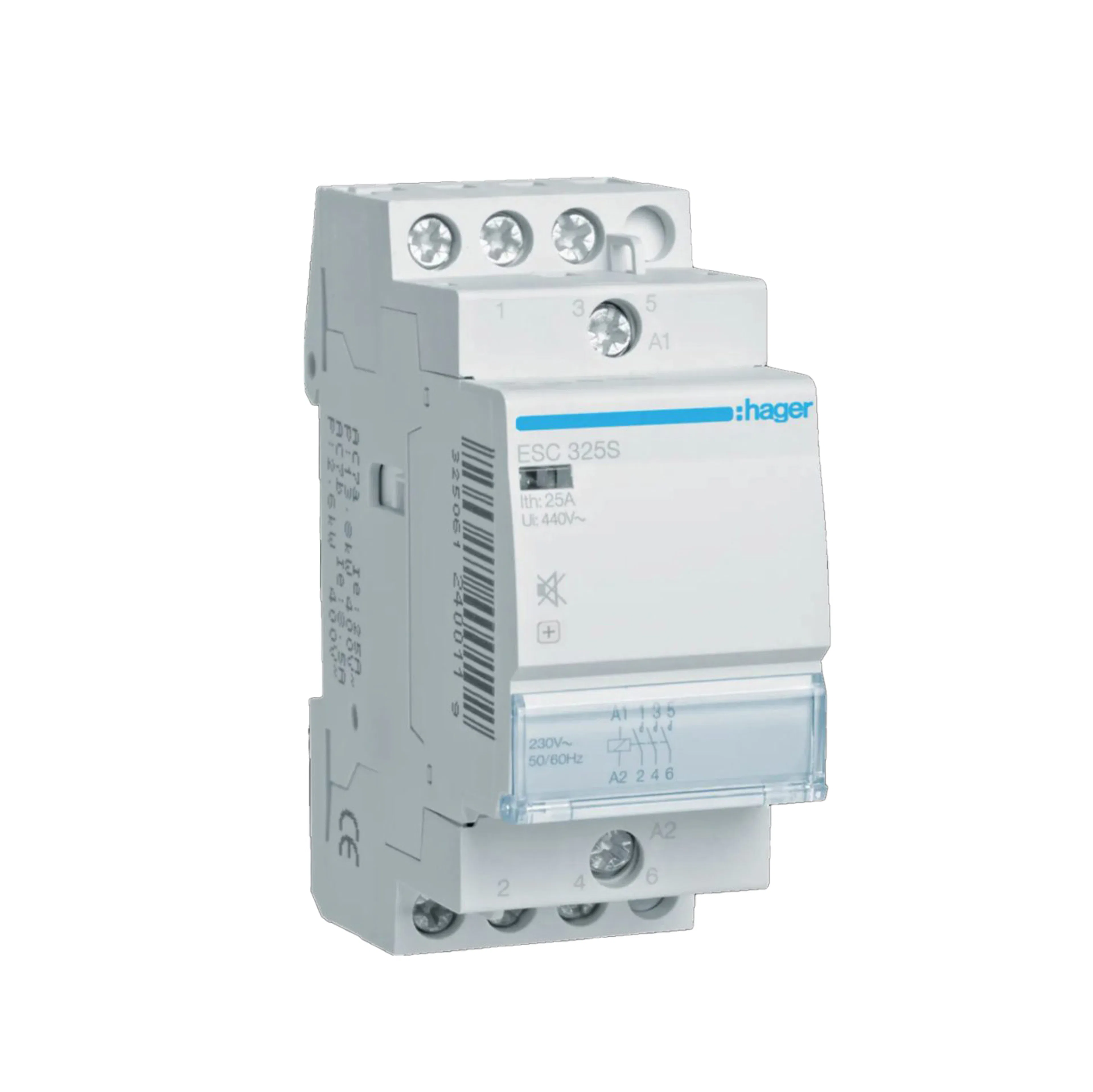 Kontaktor Hager Brumfri 2 Moduler 25 A AC-7a Spole 230 V AC