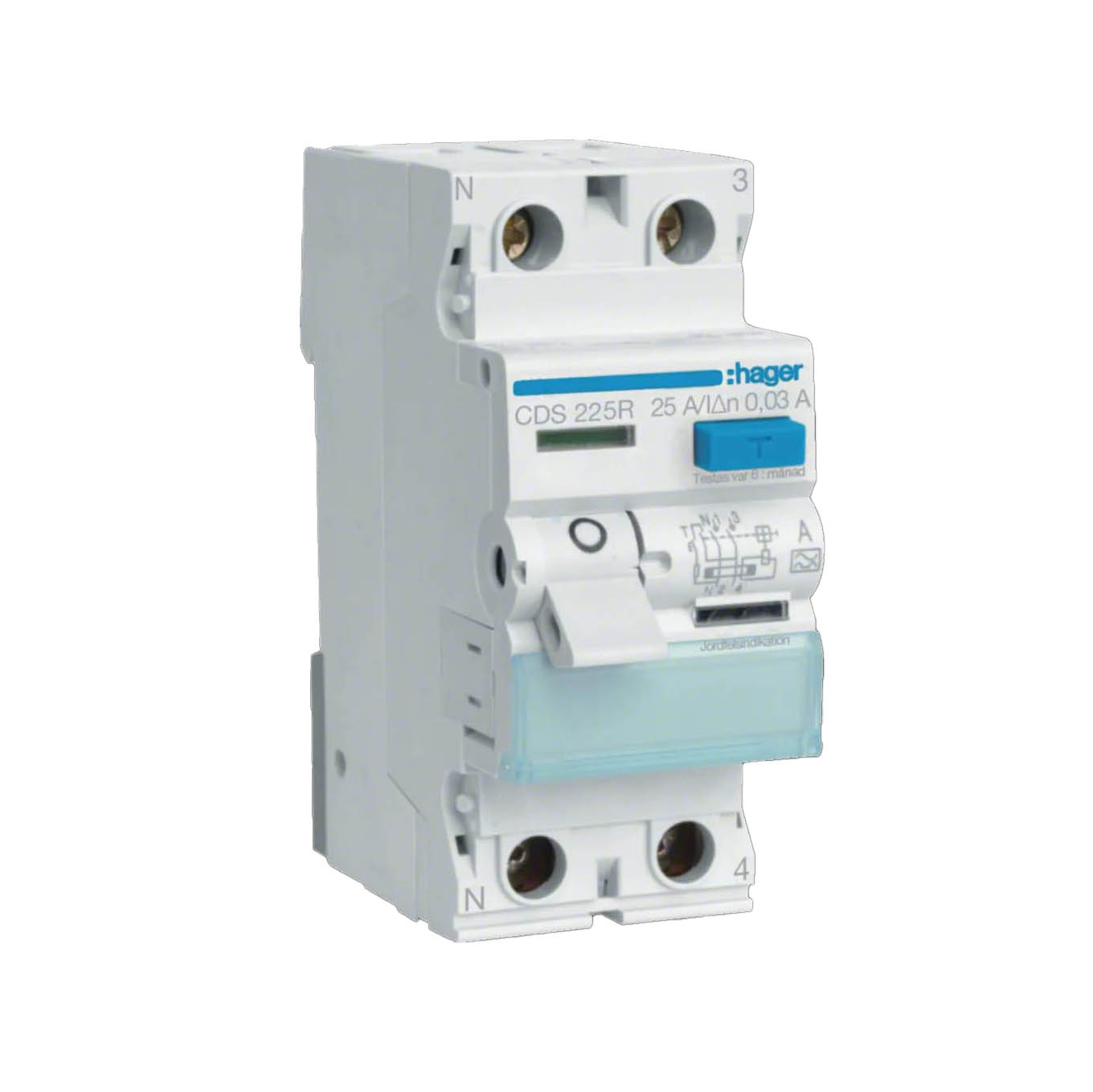 Jordfelsbrytare Hager 2-polig Typ A 6 kA 30 mA Felström