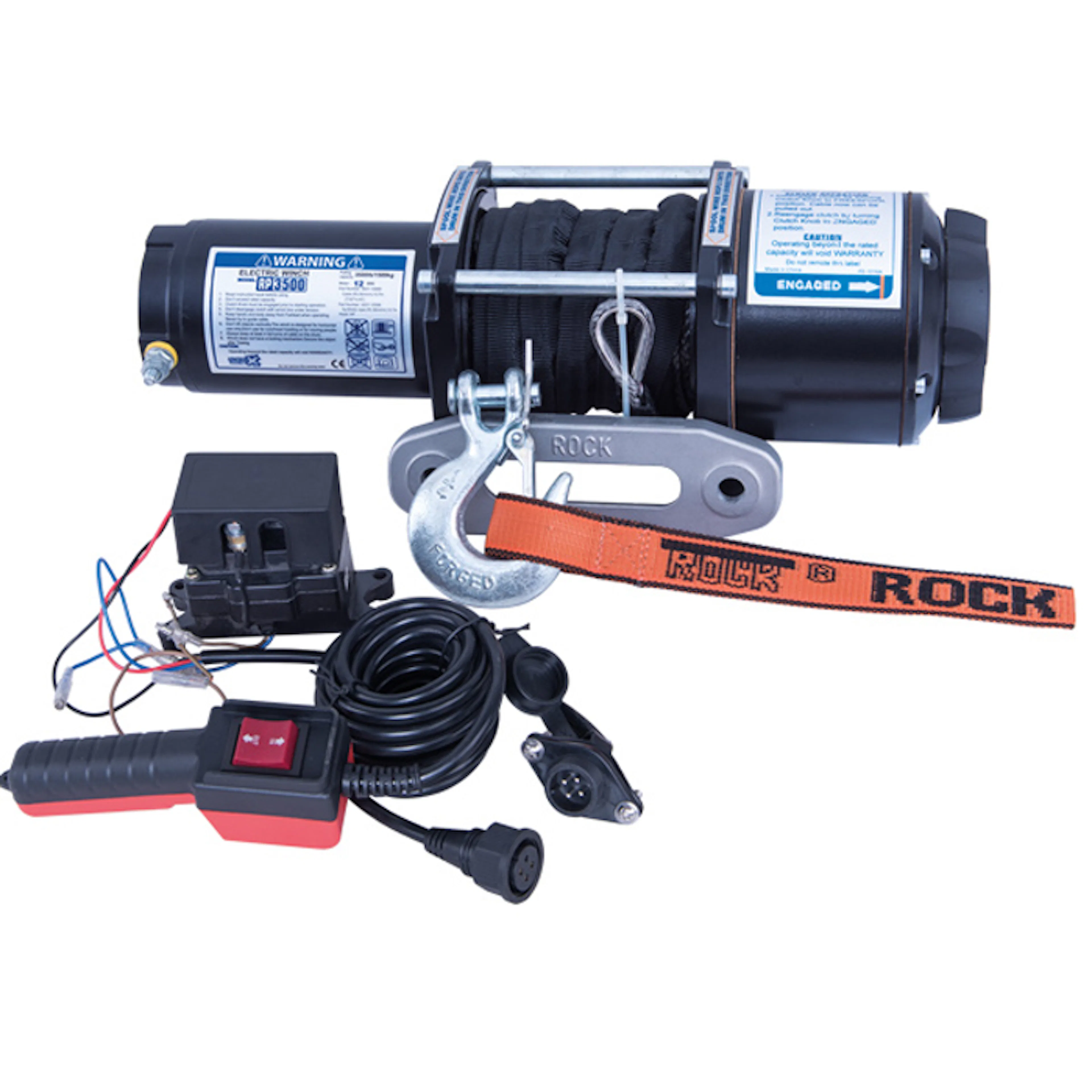 Trailervinsch Rock RP3500 Elektrisk 12 Vdc 3,1 HK (2,3kW) 1589 kg M/Lina