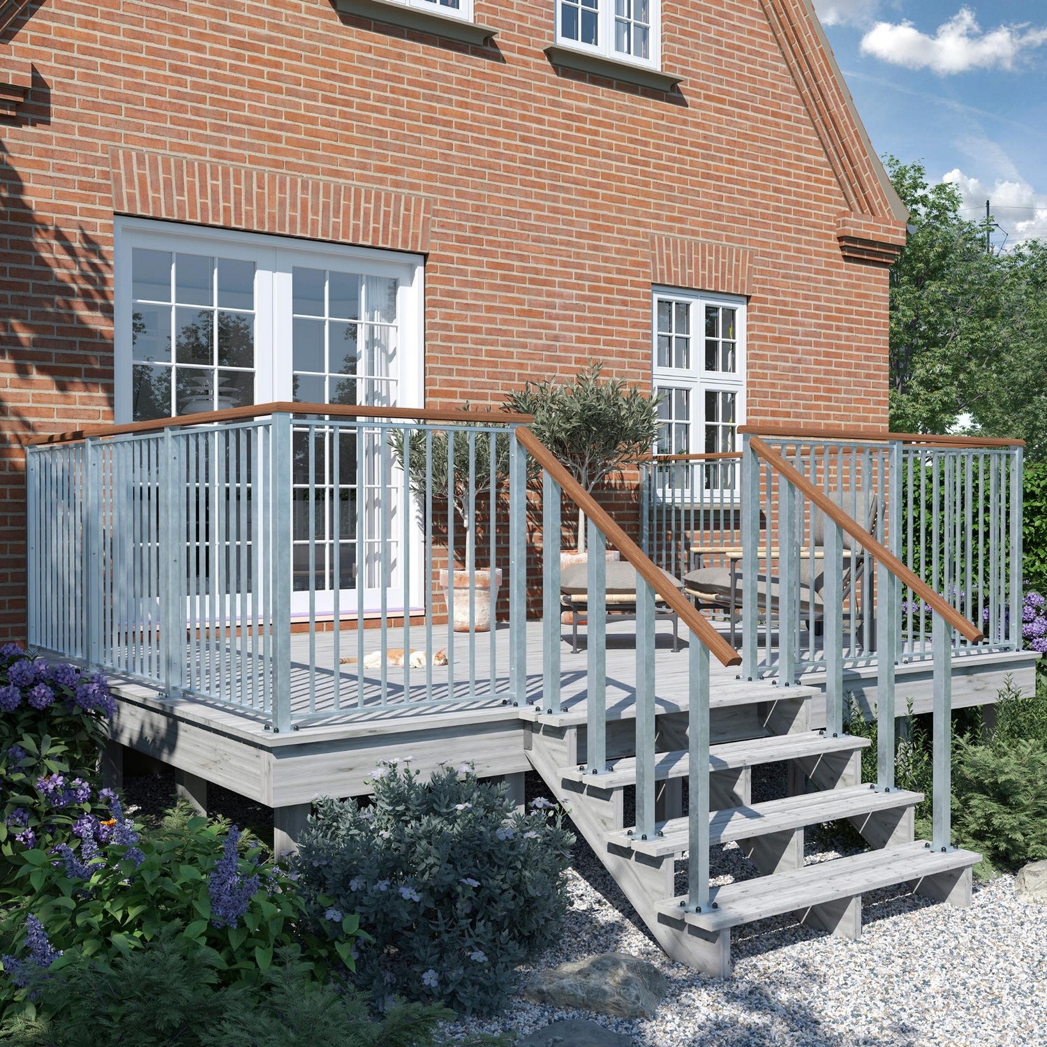 Stålstolpe PLUS Med Fot inkl. Bultar För Trappräcke