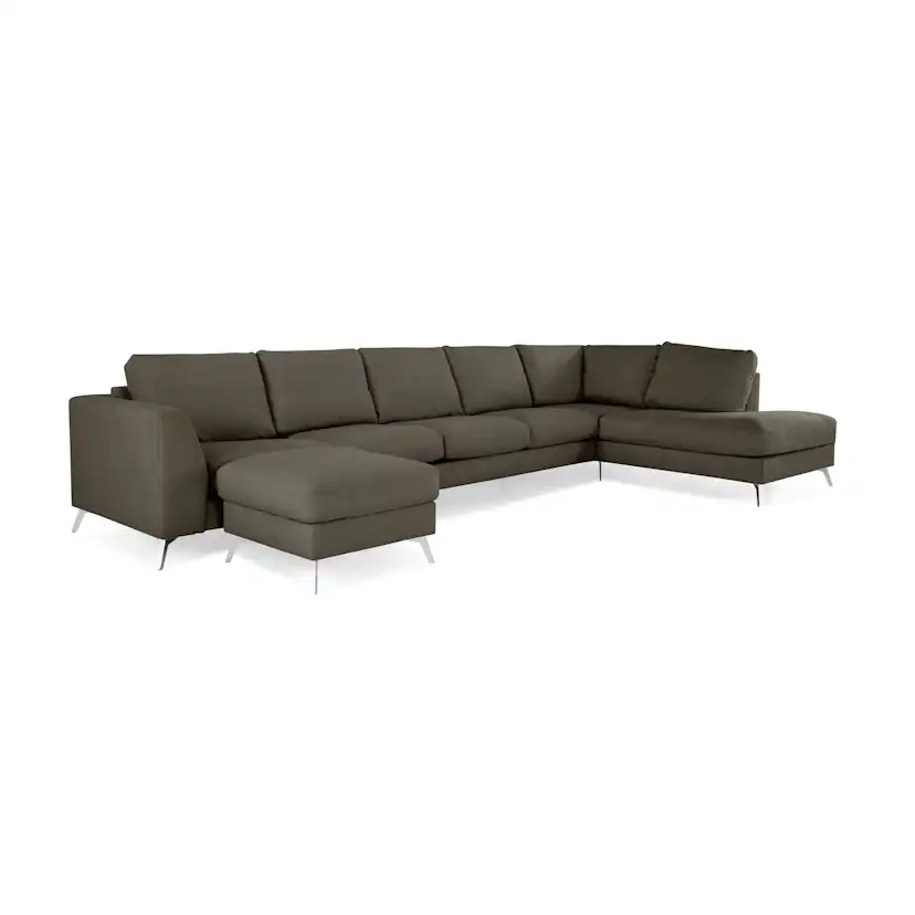 6-sitssoffa Scandinavian Choice Ocean Lyx U-formad med Schäslong 395 cm inkl Fotpall