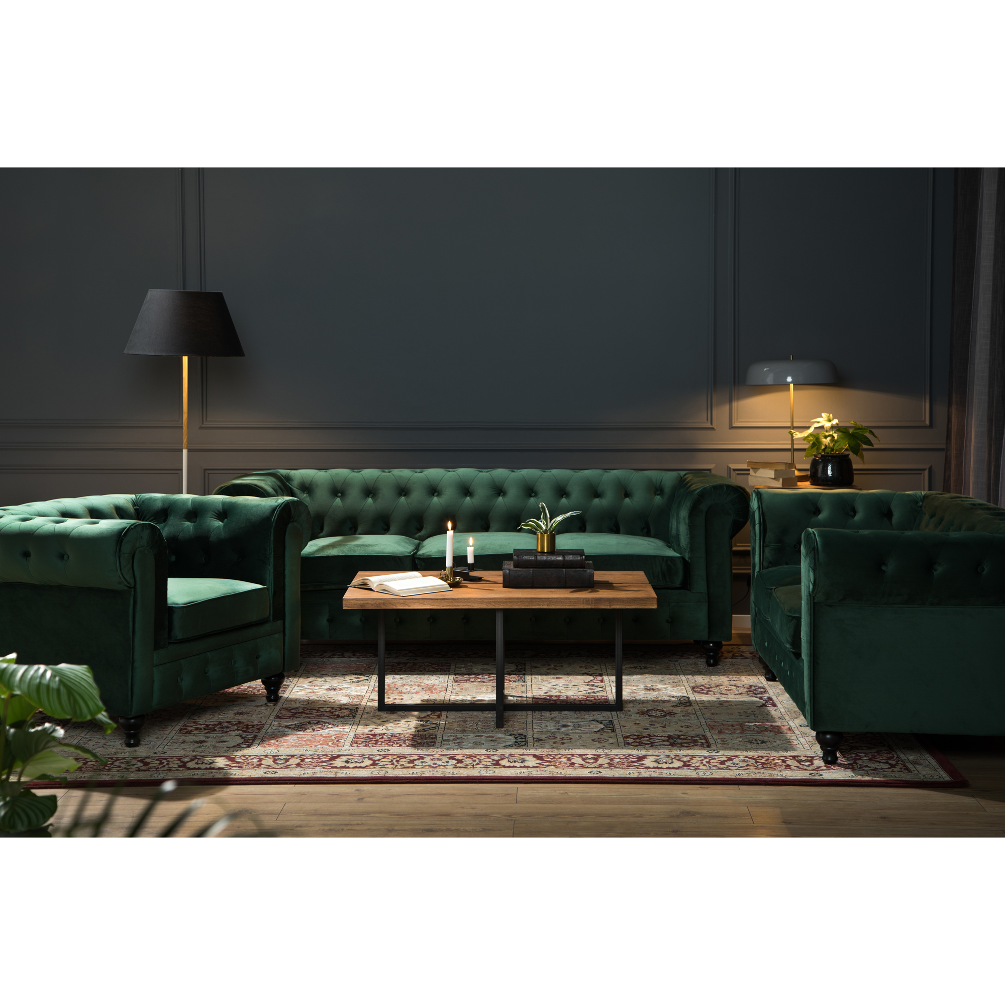 Soffgrupp Manor House Chesterfield Lyx 2-sits med Fåtölj