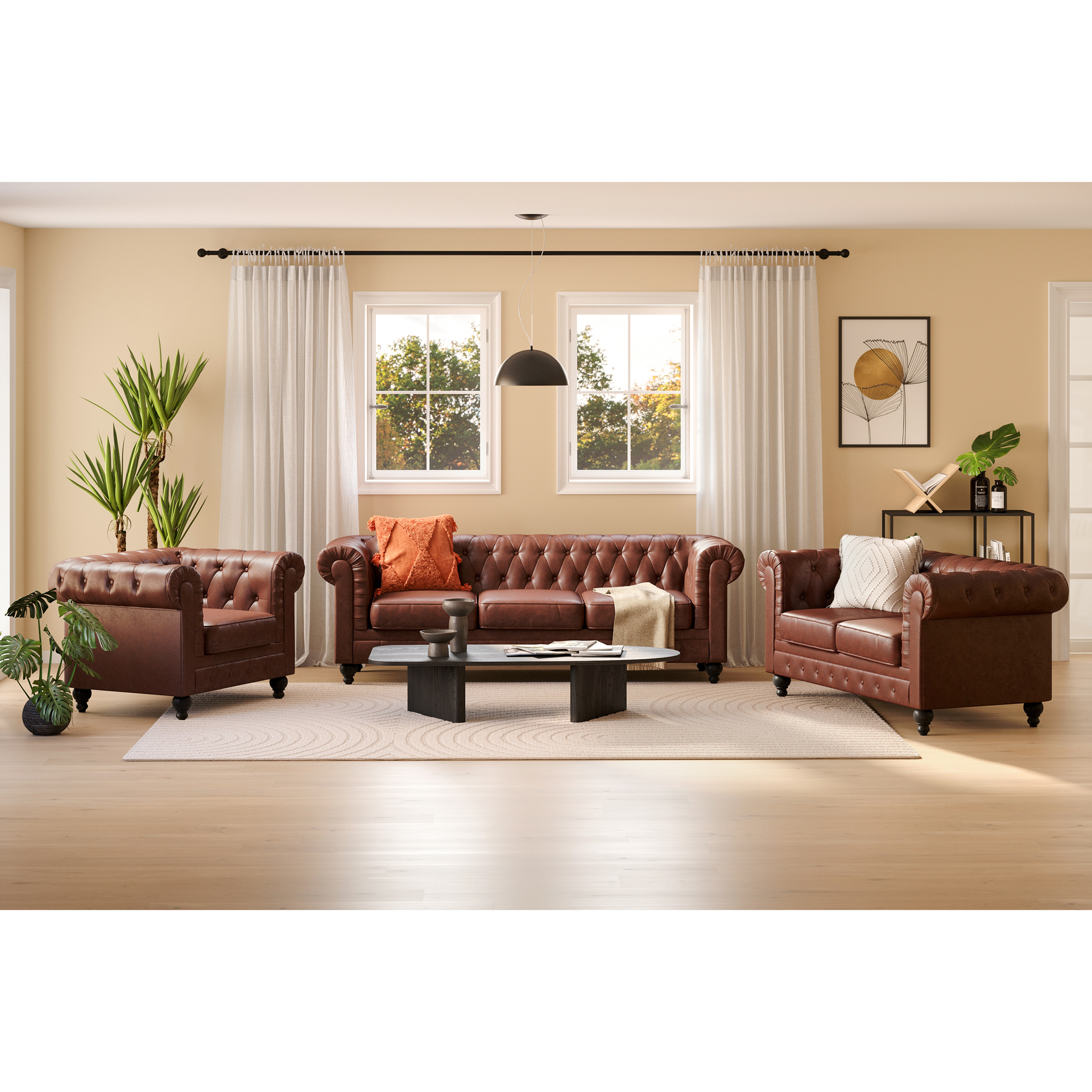 Soffgrupp Manor House Chesterfield Lyx 3-sits och 2-sits inkl Fåtölj