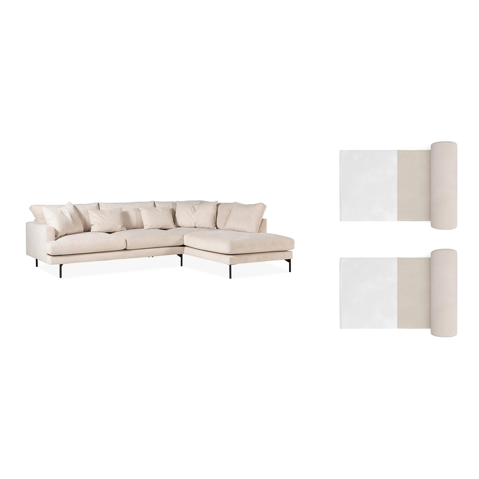 4-sitssoffa Scandi Days Menard L-formad Djup med Schäslong 293 cm inkl Nackkuddar