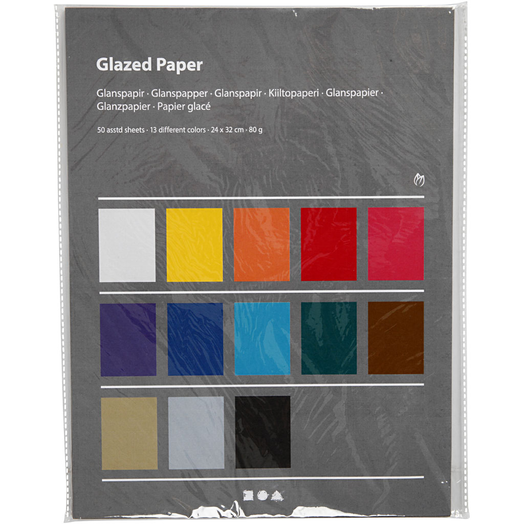 Glanspapper Creativ Company Mixade Färger 24x32 cm 80 g 50 Ark/1 Förp